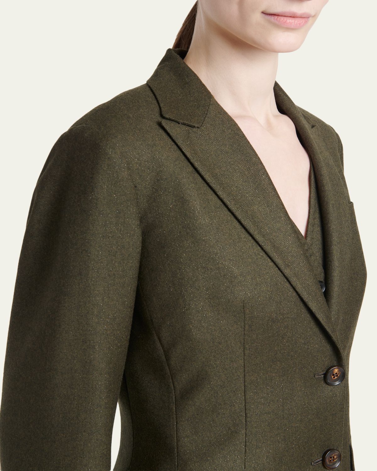 Kiton Metallic Wool Single-Breasted Jacket | Thumbnail 5 Kiton Metallic Wool Single-Breasted Jacket | Thumbnail 5