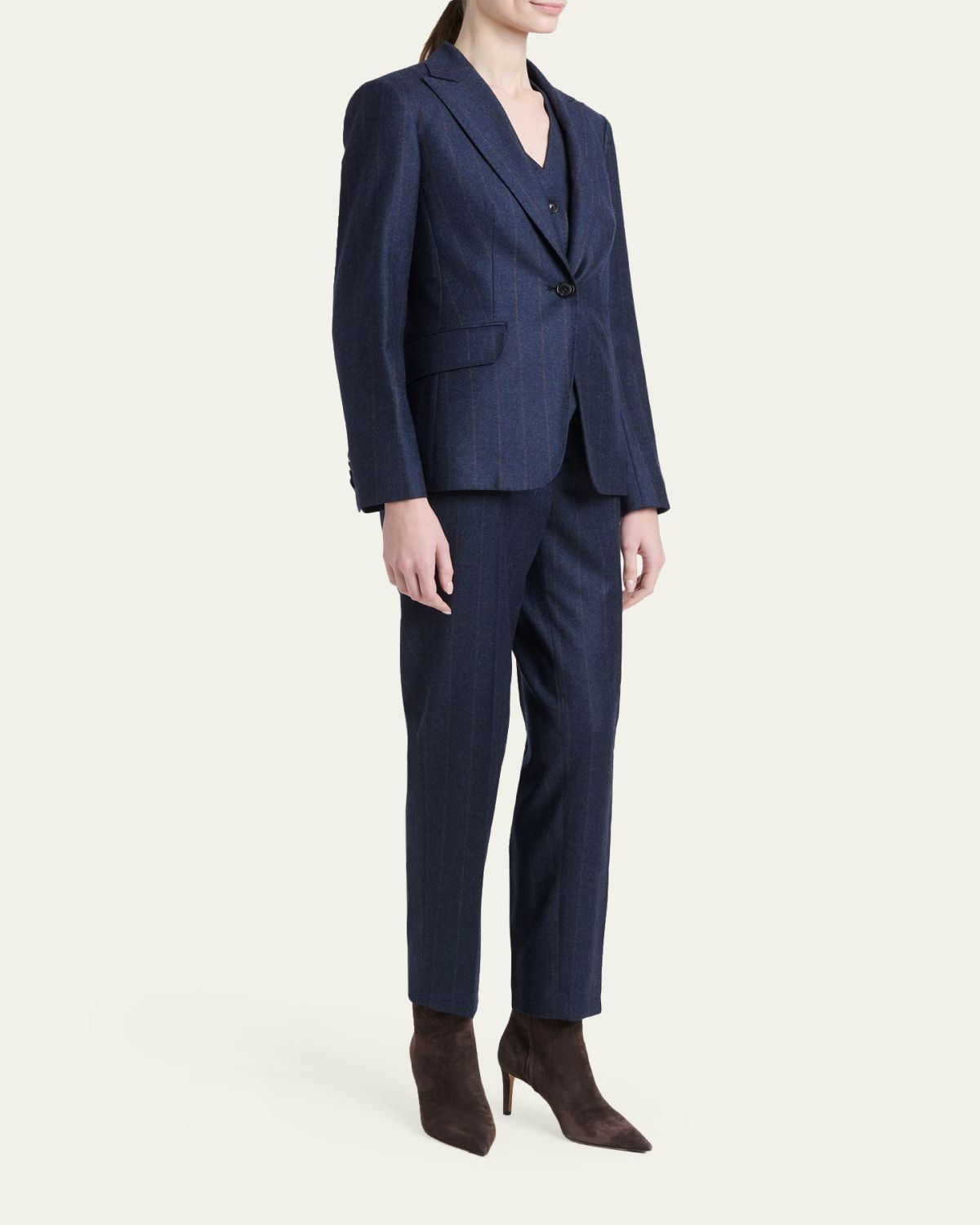 Kiton Wool-Cashmere Pinstripe Single-Breasted Jacket | Thumbnail 2