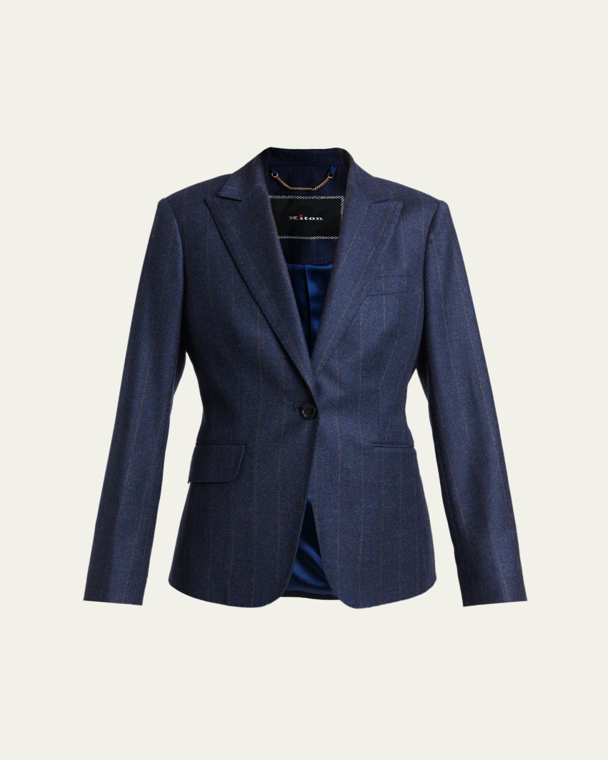 Kiton Wool-Cashmere Pinstripe Single-Breasted Jacket