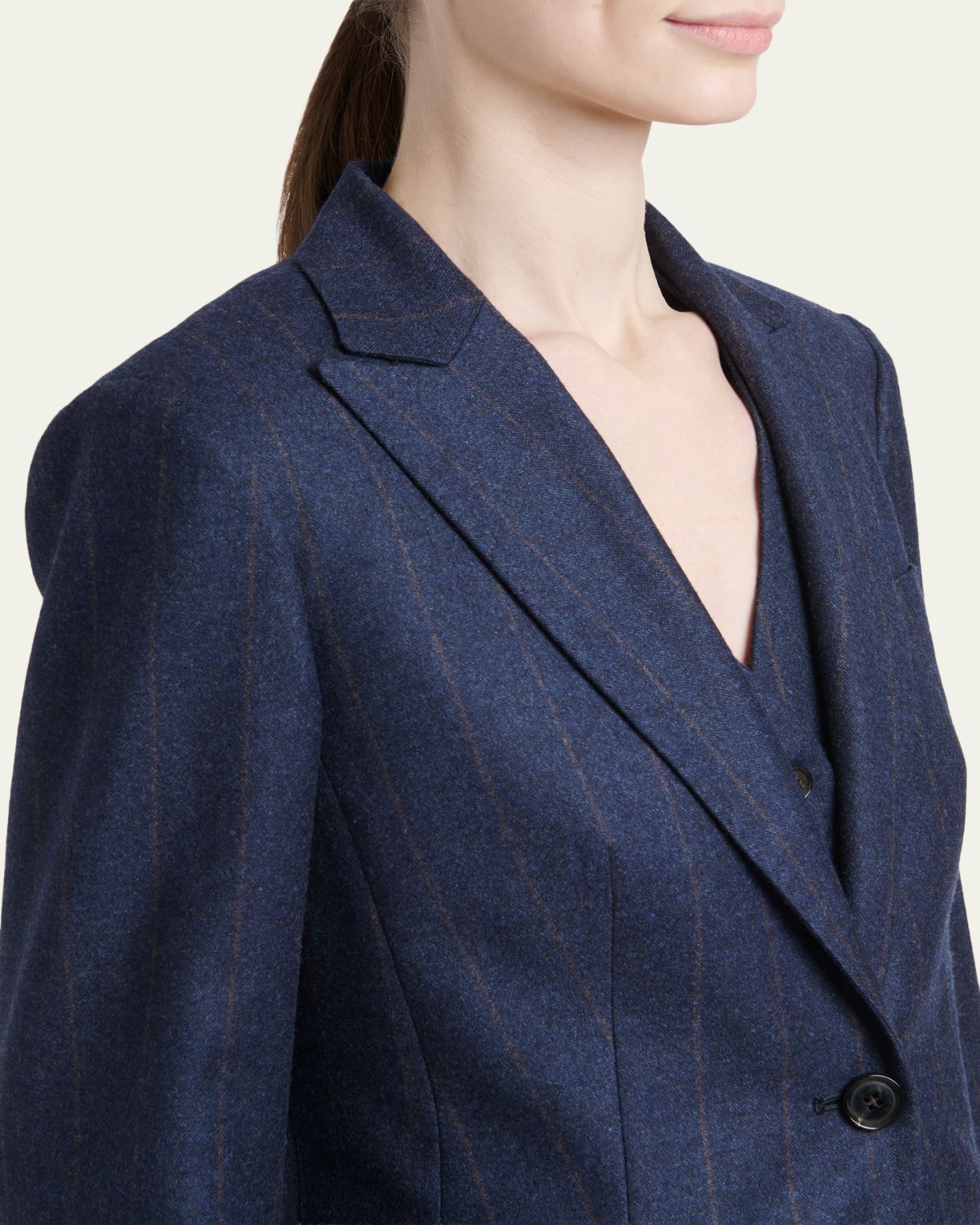 Kiton Wool-Cashmere Pinstripe Single-Breasted Jacket | Thumbnail 5