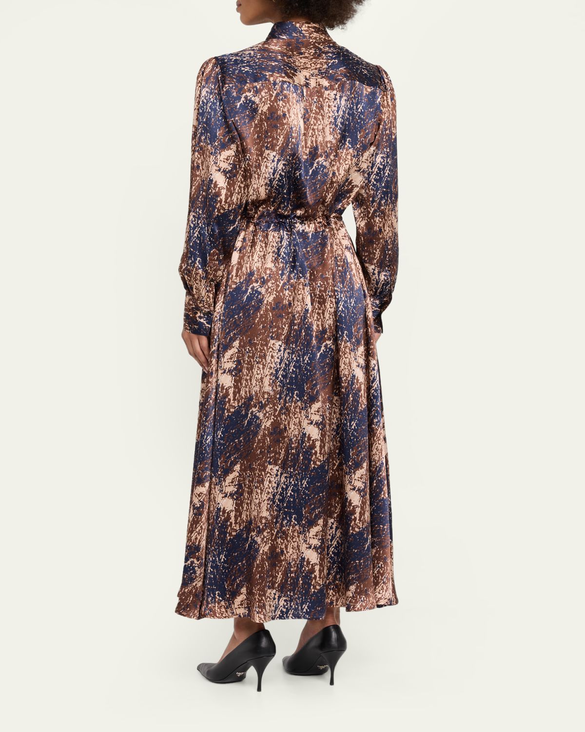 Kiton Long-Sleeve Abstract-Print Silk Drawstring Maxi Shirtdress | Thumbnail 3 Kiton Long-Sleeve Abstract-Print Silk Drawstring Maxi Shirtdress | Thumbnail 3