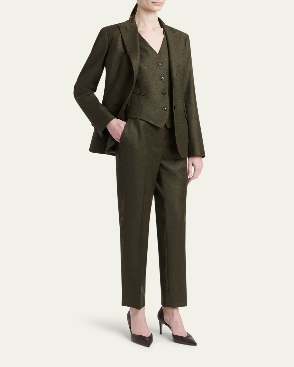 Kiton Shimmer Wool-Blend Straight Trousers | Thumbnail 2 Kiton Shimmer Wool-Blend Straight Trousers | Thumbnail 2