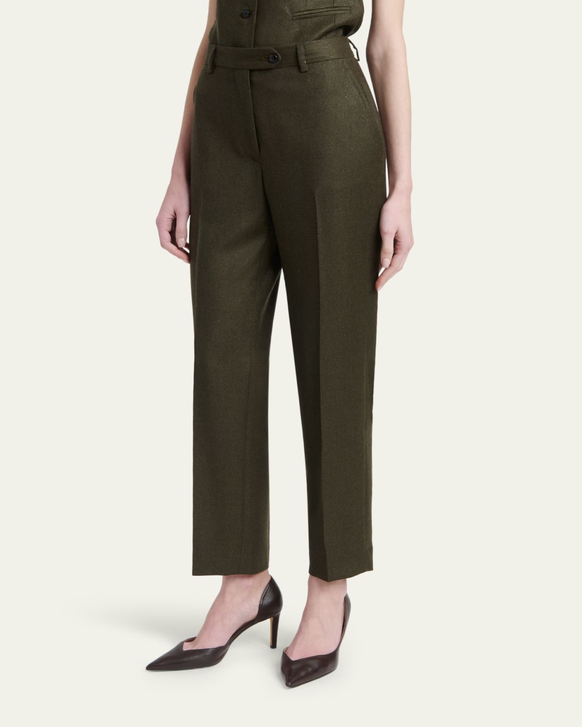 Kiton Shimmer Wool-Blend Straight Trousers | Thumbnail 4 Kiton Shimmer Wool-Blend Straight Trousers | Thumbnail 4