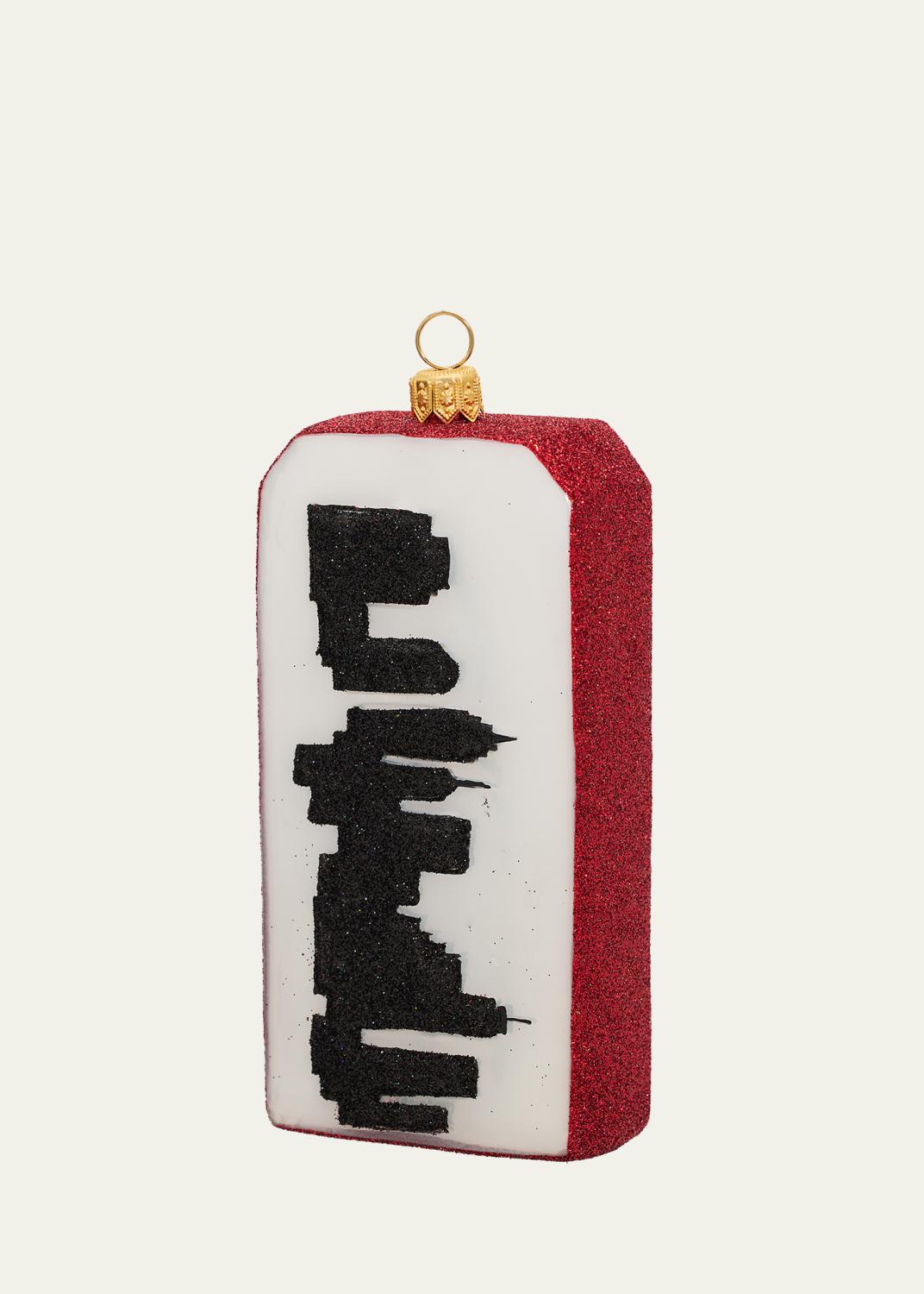 Joy To The World Collectibles Glass NYC Luggage Tag Ornament