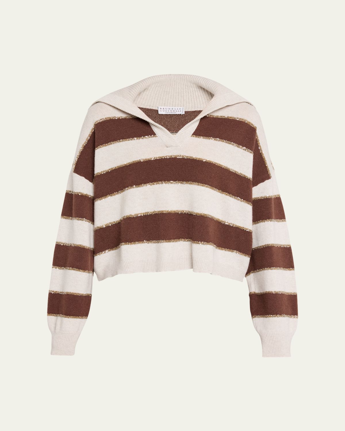 Brunello Cucinelli Paillette Striped Cashmere Sailor Sweater | Thumbnail 6 Brunello Cucinelli Paillette Striped Cashmere Sailor Sweater | Thumbnail 6