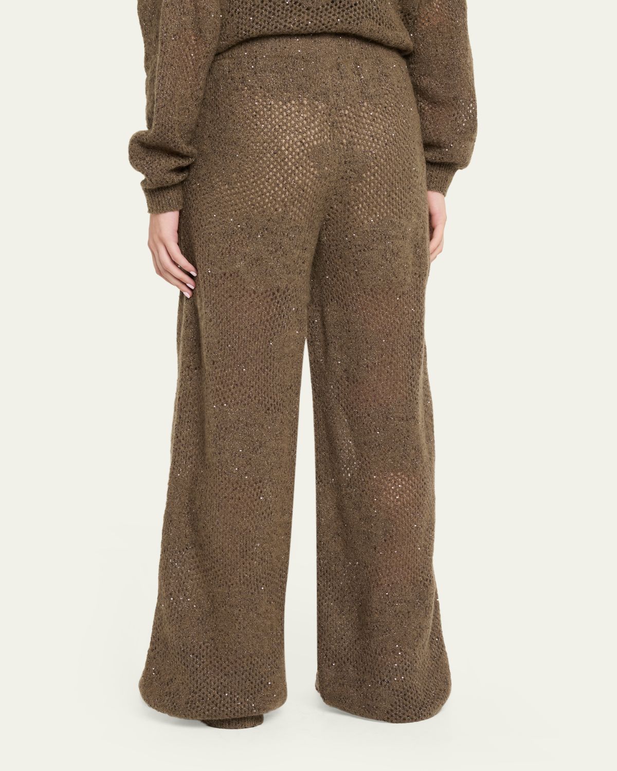 Brunello Cucinelli Floral Paillette Mohair Open-Knit Wide-Leg Pants | Thumbnail 3 Brunello Cucinelli Floral Paillette Mohair Open-Knit Wide-Leg Pants | Thumbnail 3