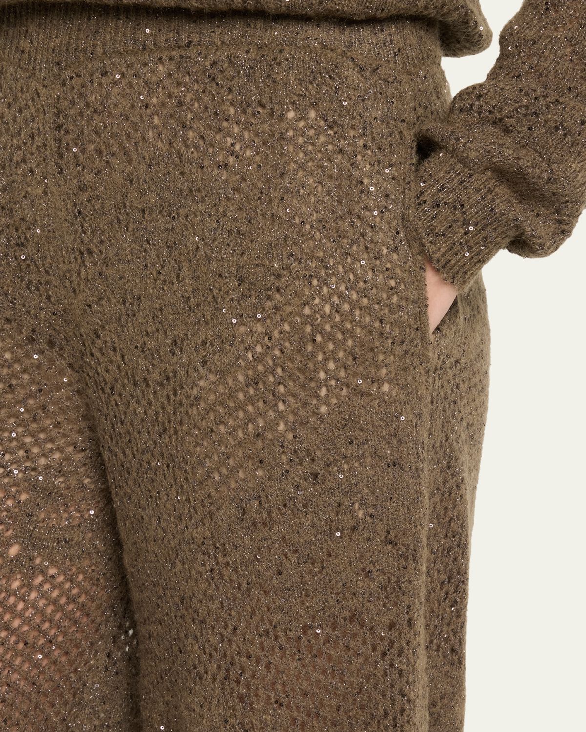Brunello Cucinelli Floral Paillette Mohair Open-Knit Wide-Leg Pants | Thumbnail 5 Brunello Cucinelli Floral Paillette Mohair Open-Knit Wide-Leg Pants | Thumbnail 5