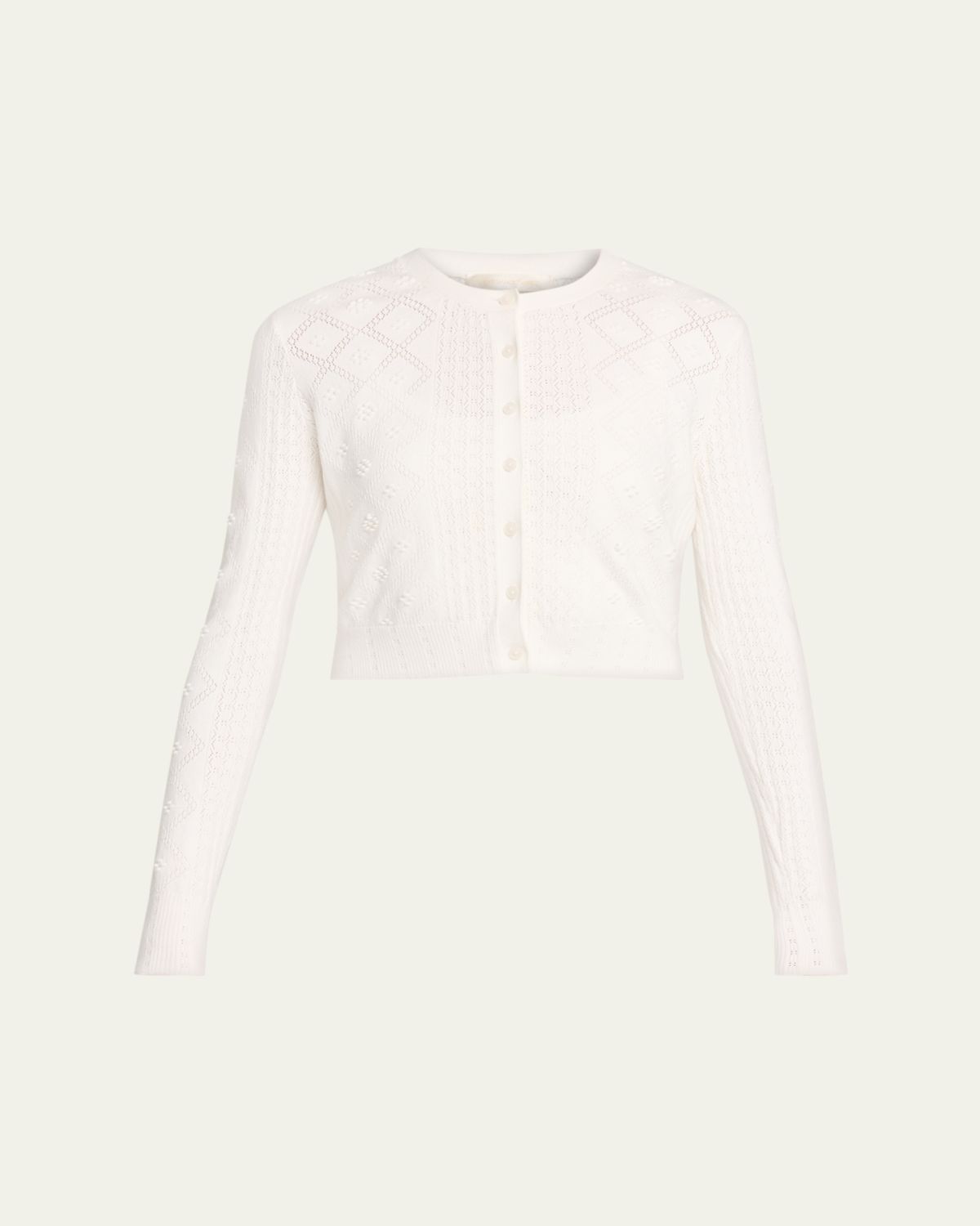 LoveShackFancy Laken Pointelle-Knit Cardigan