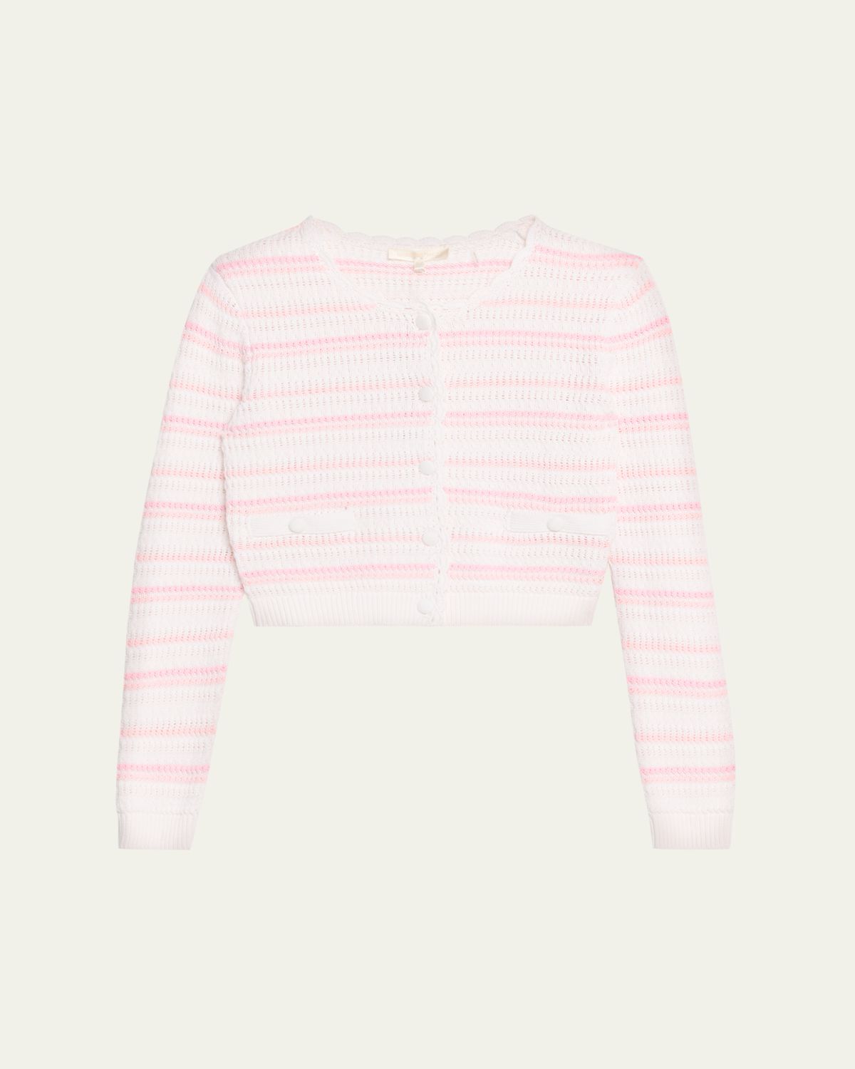 LoveShackFancy Dessa Striped Crochet Cardigan