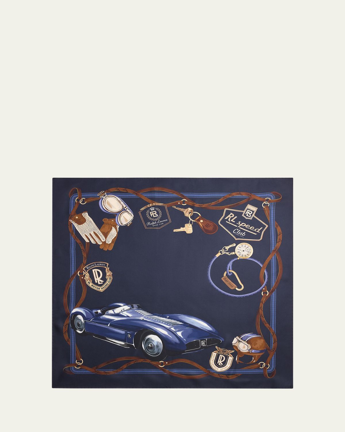 Ralph Lauren Purple Label Men's Rl Speed Club Hemp and Cotton Pocket Square