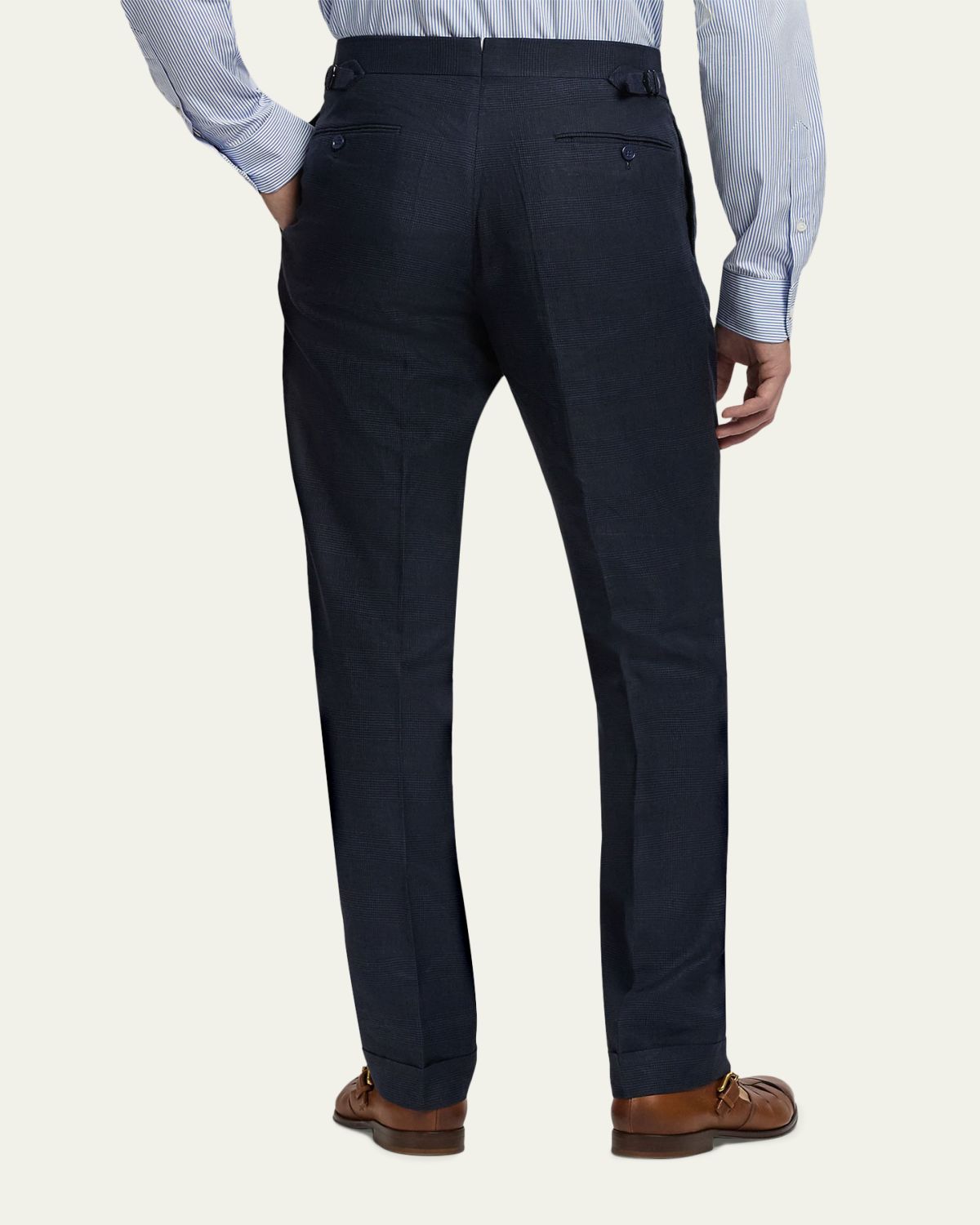 Ralph Lauren Purple Label Men's Cashmere and Silk Glen Plaid Pleated Trousers | Thumbnail 3 Ralph Lauren Purple Label Men's Cashmere and Silk Glen Plaid Pleated Trousers | Thumbnail 3