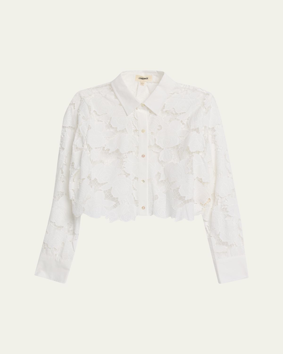 L'Agence Seychelle Eyelet Embroidered Cropped Shirt | Thumbnail 6
