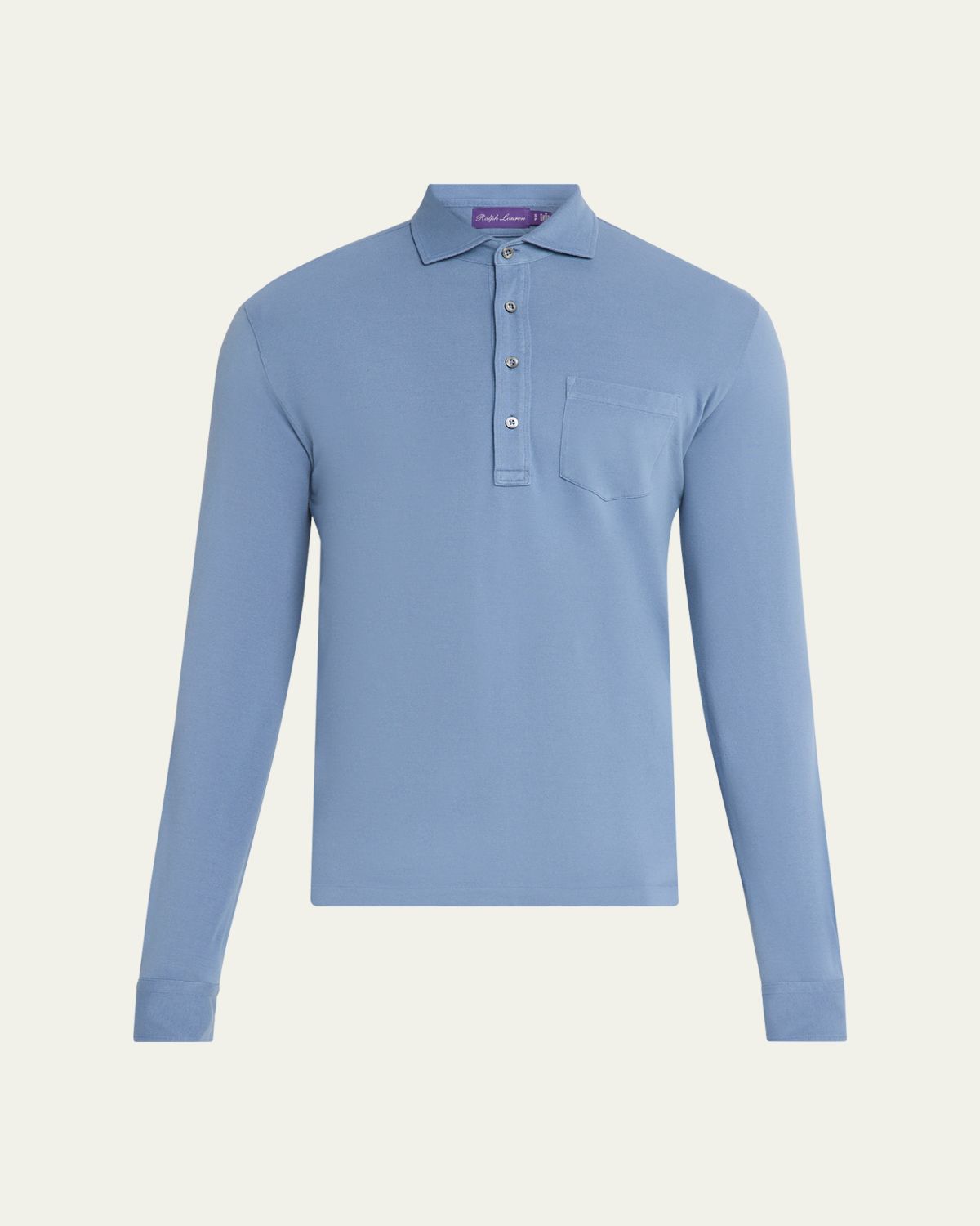 Ralph Lauren Purple Label Men's Cashmere and Silk Long-Sleeve Polo Shirt | Image 1 Ralph Lauren Purple Label Men's Cashmere and Silk Long-Sleeve Polo Shirt | Image 1