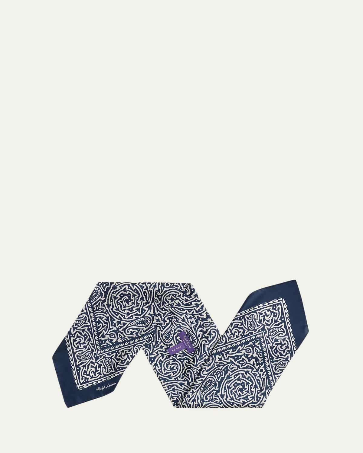 Ralph Lauren Purple Label Men's Cotton Paisley Contrast-Trim Neckerchief