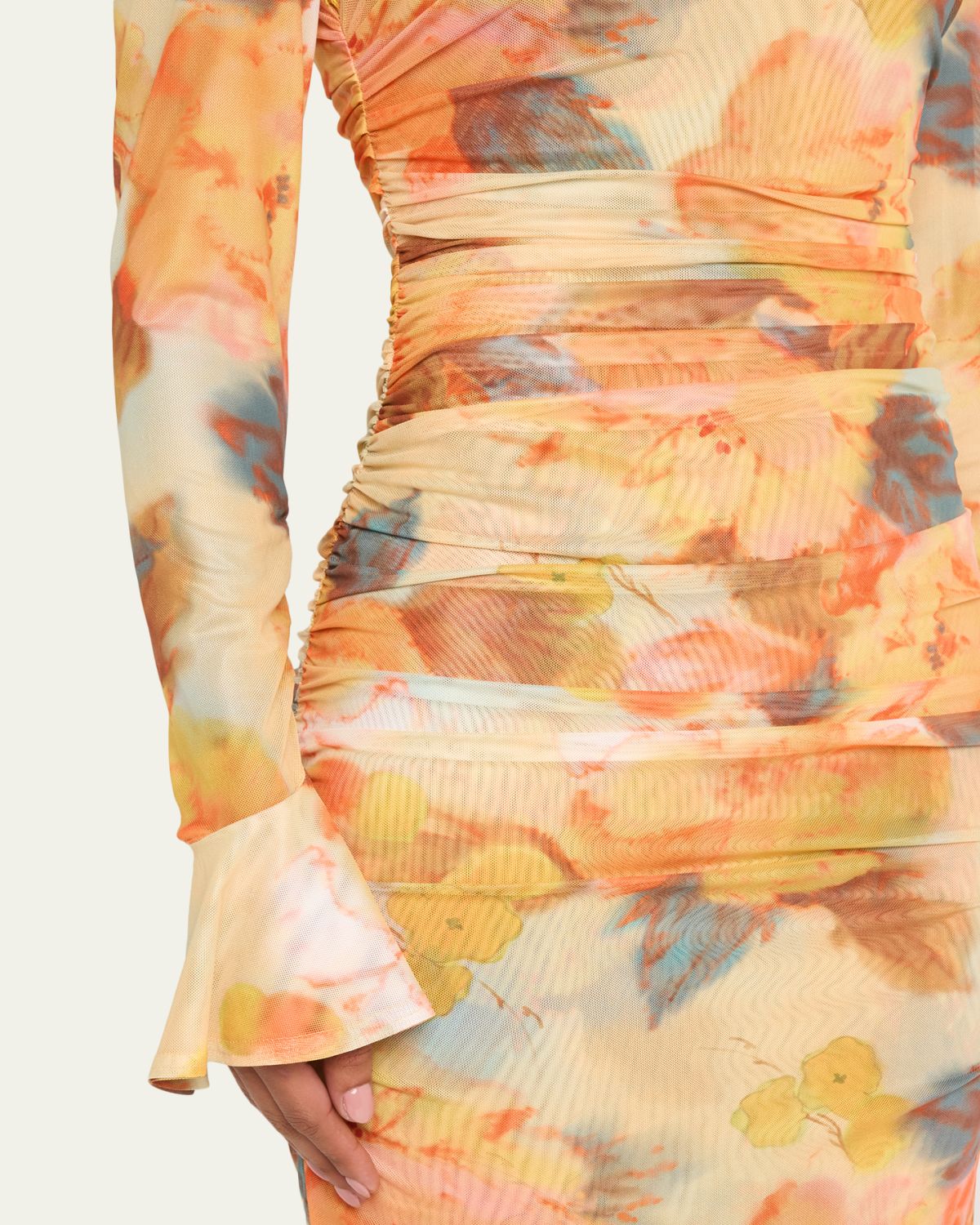 Cinq a Sept Neriah Watercolor Floral Mesh Maxi Dress | Thumbnail 5