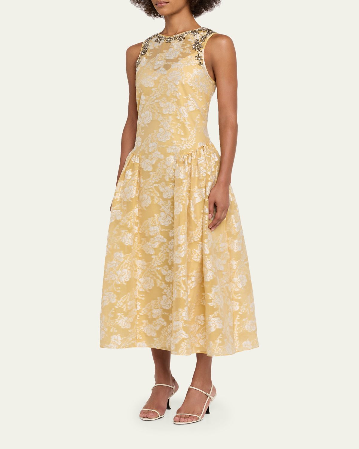 Cinq a Sept Organza Jacquard Drop-Waist Dress | Thumbnail 4