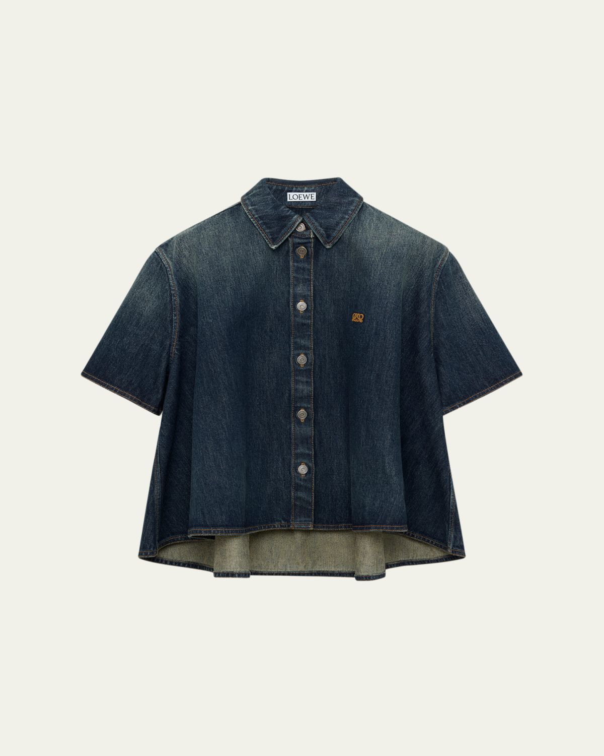 Loewe Short-Sleeve Denim Trapeze Button-Down Shirt | Thumbnail 6 Loewe Short-Sleeve Denim Trapeze Button-Down Shirt | Thumbnail 6