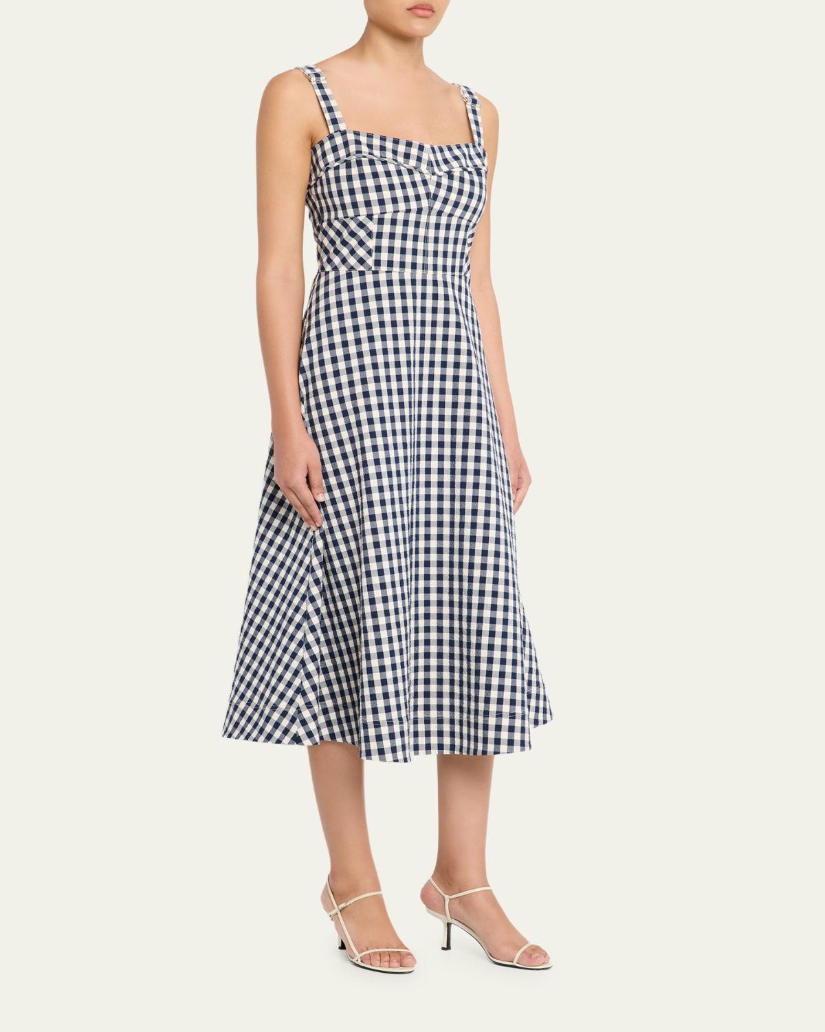 Veronica Beard Aila Gingham A-Line Midi Dress | Thumbnail 4 Veronica Beard Aila Gingham A-Line Midi Dress | Thumbnail 4