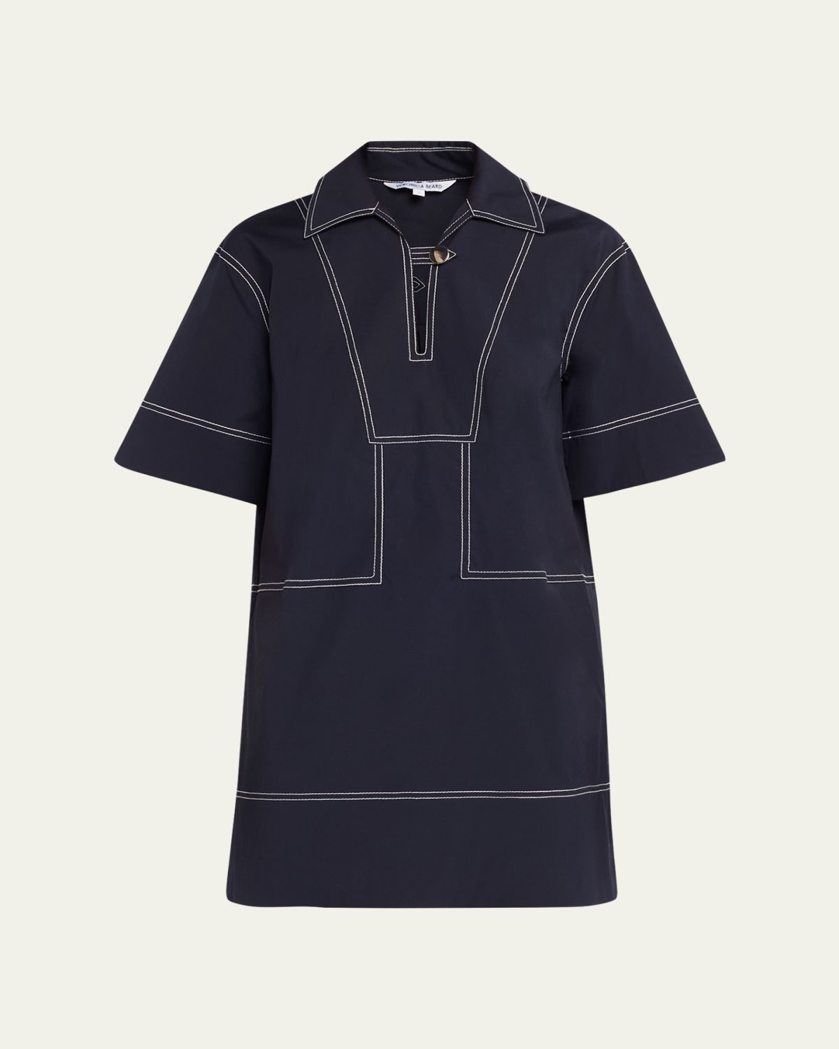 Veronica Beard Phelix Cotton Poplin Mini Tunic Dress