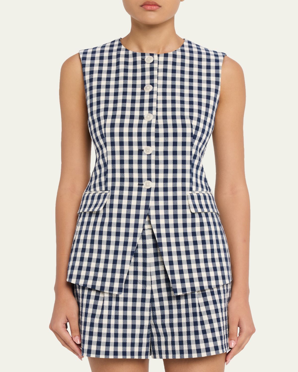 Veronica Beard Lois Tailored Gingham Vest | Thumbnail 4 Veronica Beard Lois Tailored Gingham Vest | Thumbnail 4