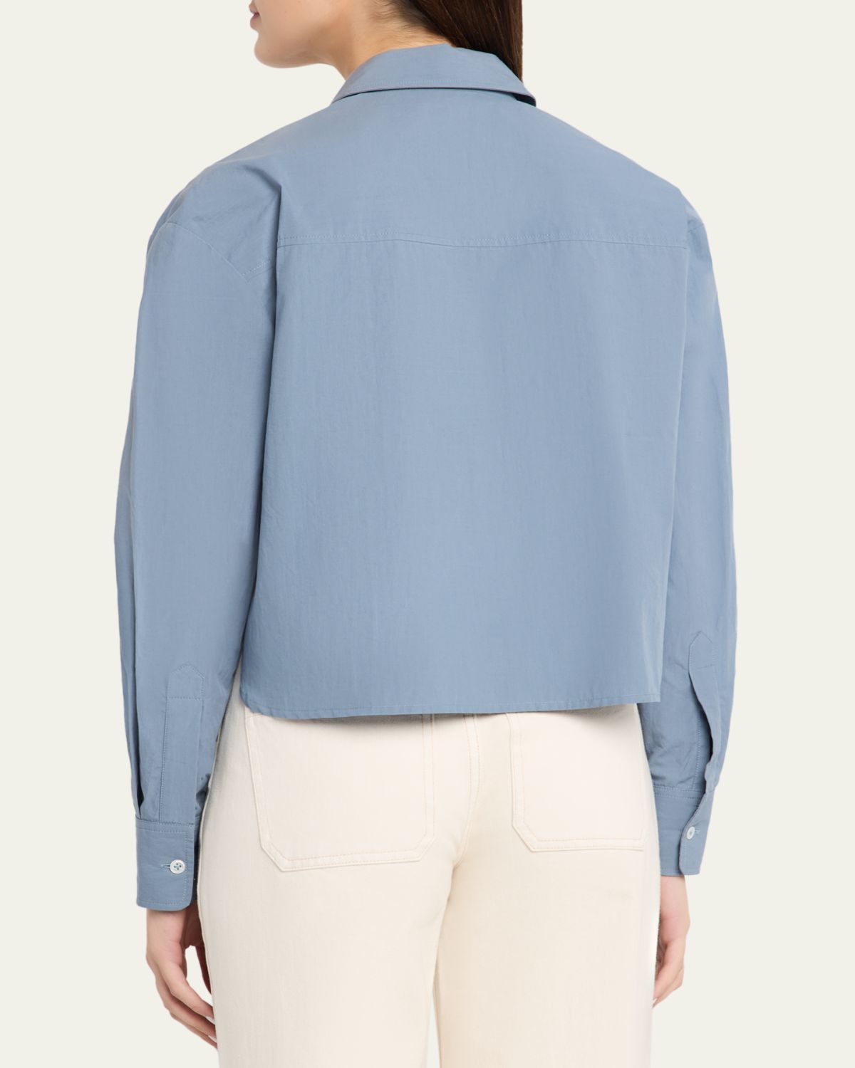 Veronica Beard Aderes Embroidered Cropped Cotton Shirt | Thumbnail 3