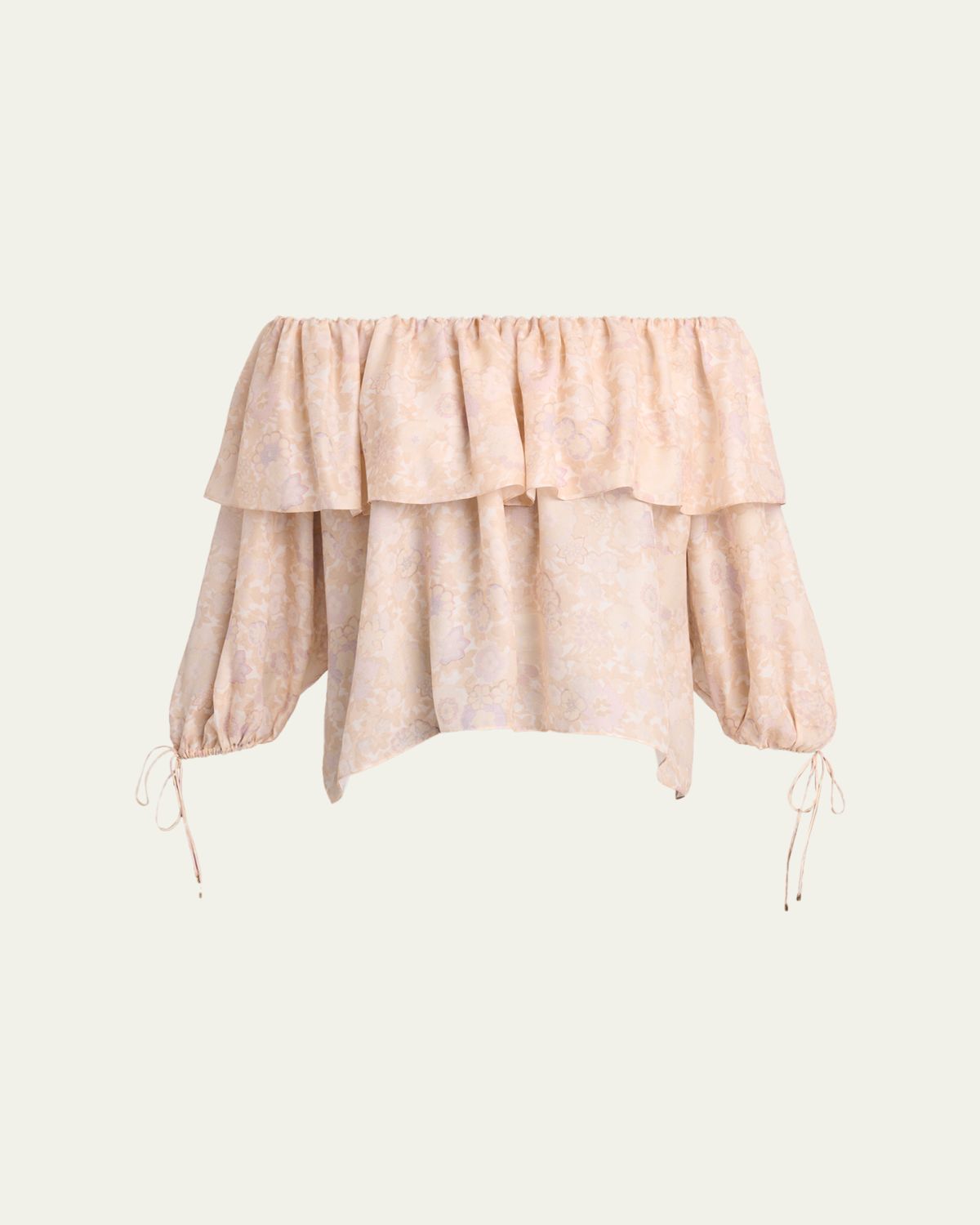 Chloe Flower Print Off-The-Shoulder Silk Top | Thumbnail 6 Chloe Flower Print Off-The-Shoulder Silk Top | Thumbnail 6