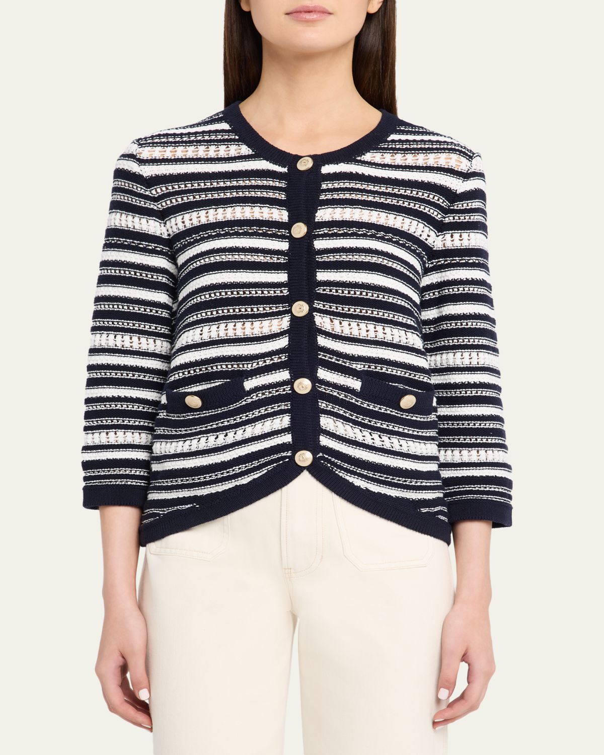 Veronica Beard Bellingham Stripe Knit Cardigan | Thumbnail 4 Veronica Beard Bellingham Stripe Knit Cardigan | Thumbnail 4