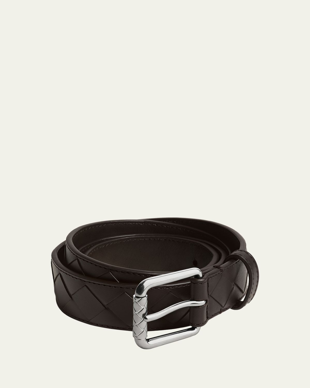 Bottega Veneta Men's Intrecciato Calf Leather Belt with Roller Buckle | Thumbnail 5