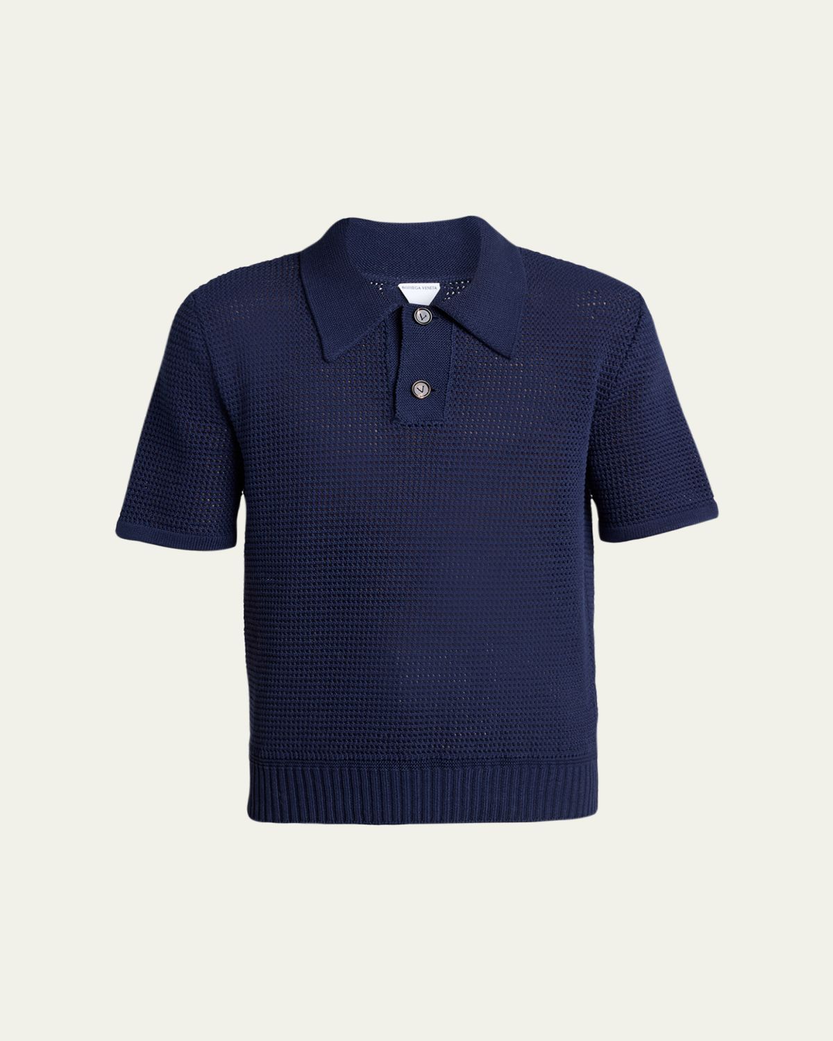 Bottega Veneta Men's Cotton and Wool Crochet Polo Shirt | Thumbnail 6 Bottega Veneta Men's Cotton and Wool Crochet Polo Shirt | Thumbnail 6