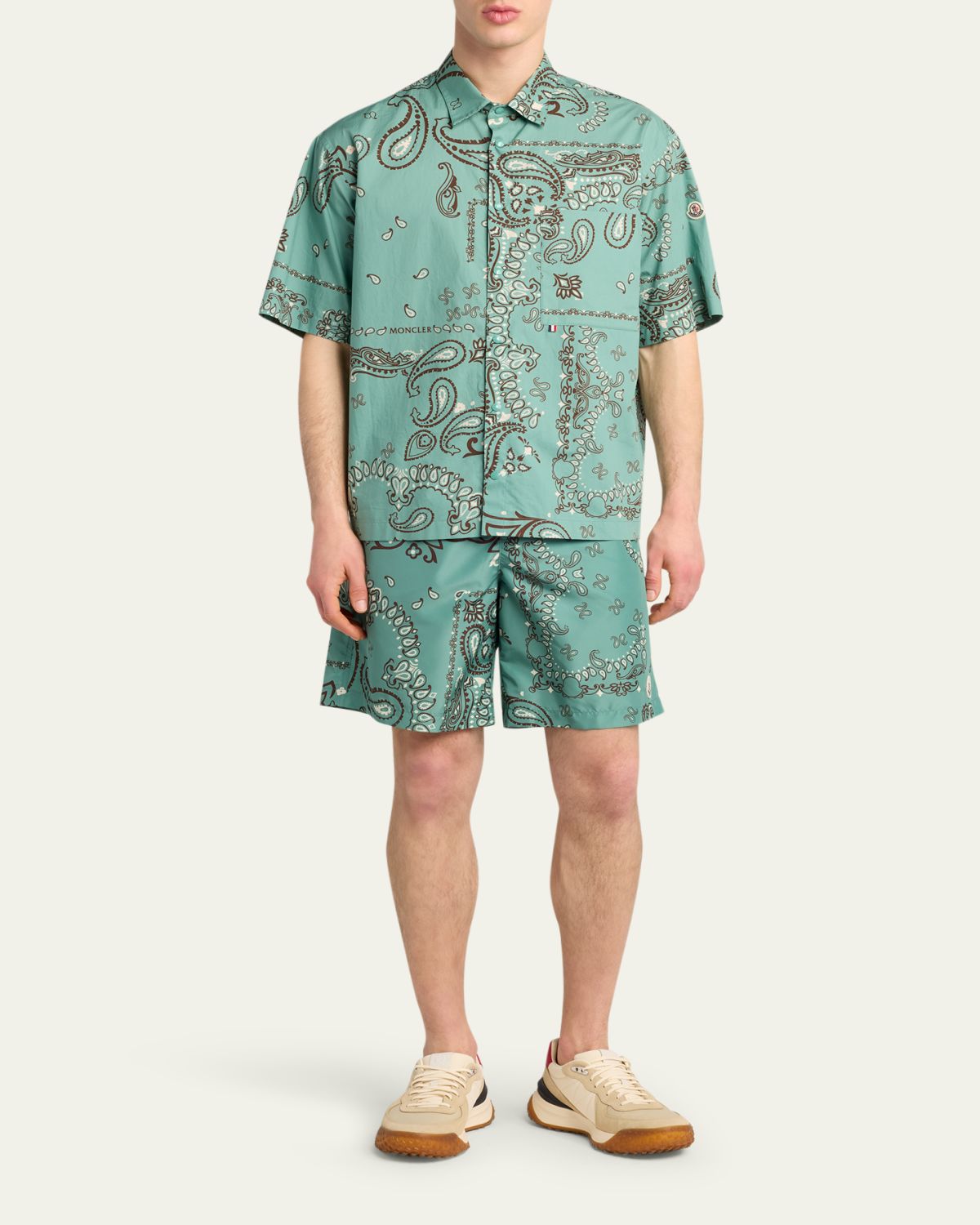 Moncler Men's Paisley Cotton Short-Sleeve Shirt | Thumbnail 2 Moncler Men's Paisley Cotton Short-Sleeve Shirt | Thumbnail 2