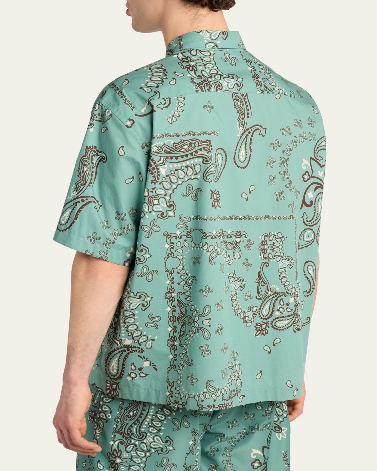 Moncler Men's Paisley Cotton Short-Sleeve Shirt | Thumbnail 3 Moncler Men's Paisley Cotton Short-Sleeve Shirt | Thumbnail 3