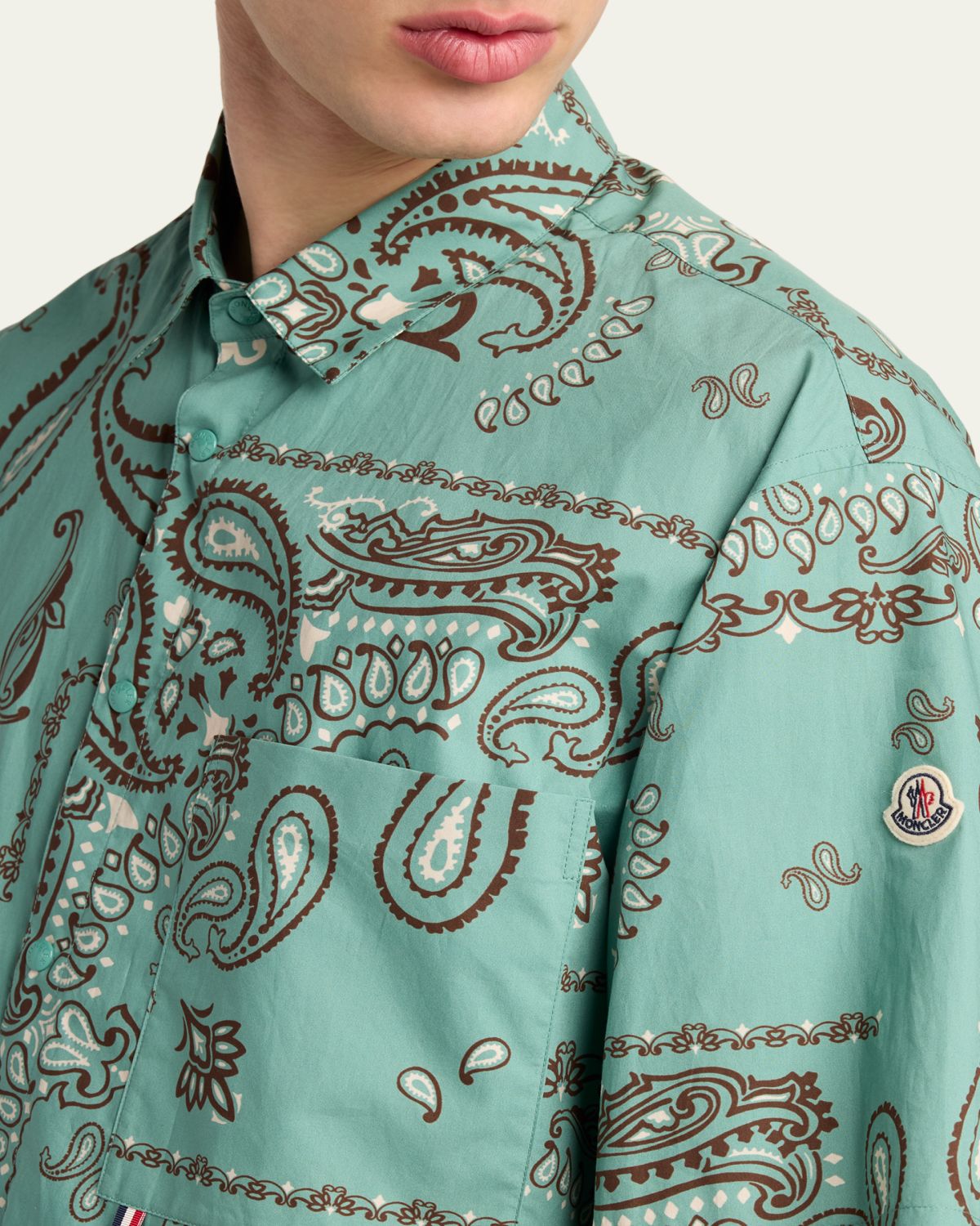 Moncler Men's Paisley Cotton Short-Sleeve Shirt | Thumbnail 5 Moncler Men's Paisley Cotton Short-Sleeve Shirt | Thumbnail 5