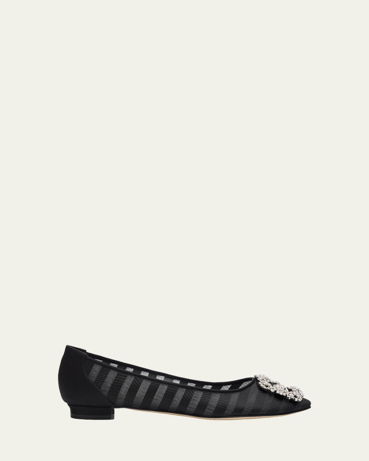Manolo Blahnik Hangisla Striped Organza Jewel-Buckle Flats | Thumbnail 4 Manolo Blahnik Hangisla Striped Organza Jewel-Buckle Flats | Thumbnail 4