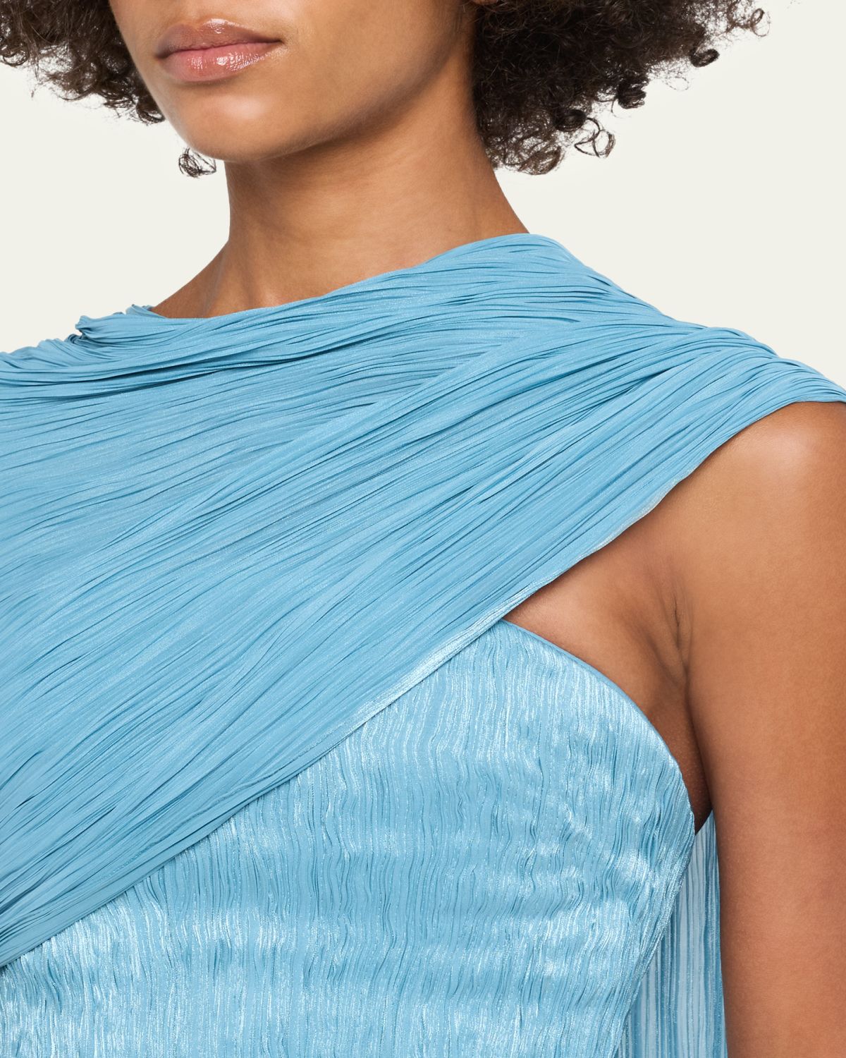MARMAR HALIM Roseya Pleated Satin Draped Cape Gown | Thumbnail 5