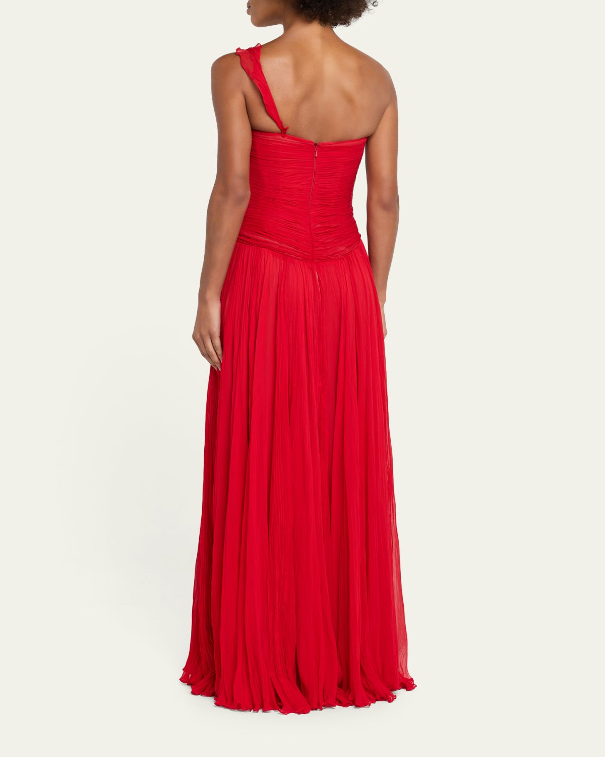 MARMAR HALIM One-Shoulder Silk Georgette Ruffle Gown | Thumbnail 3