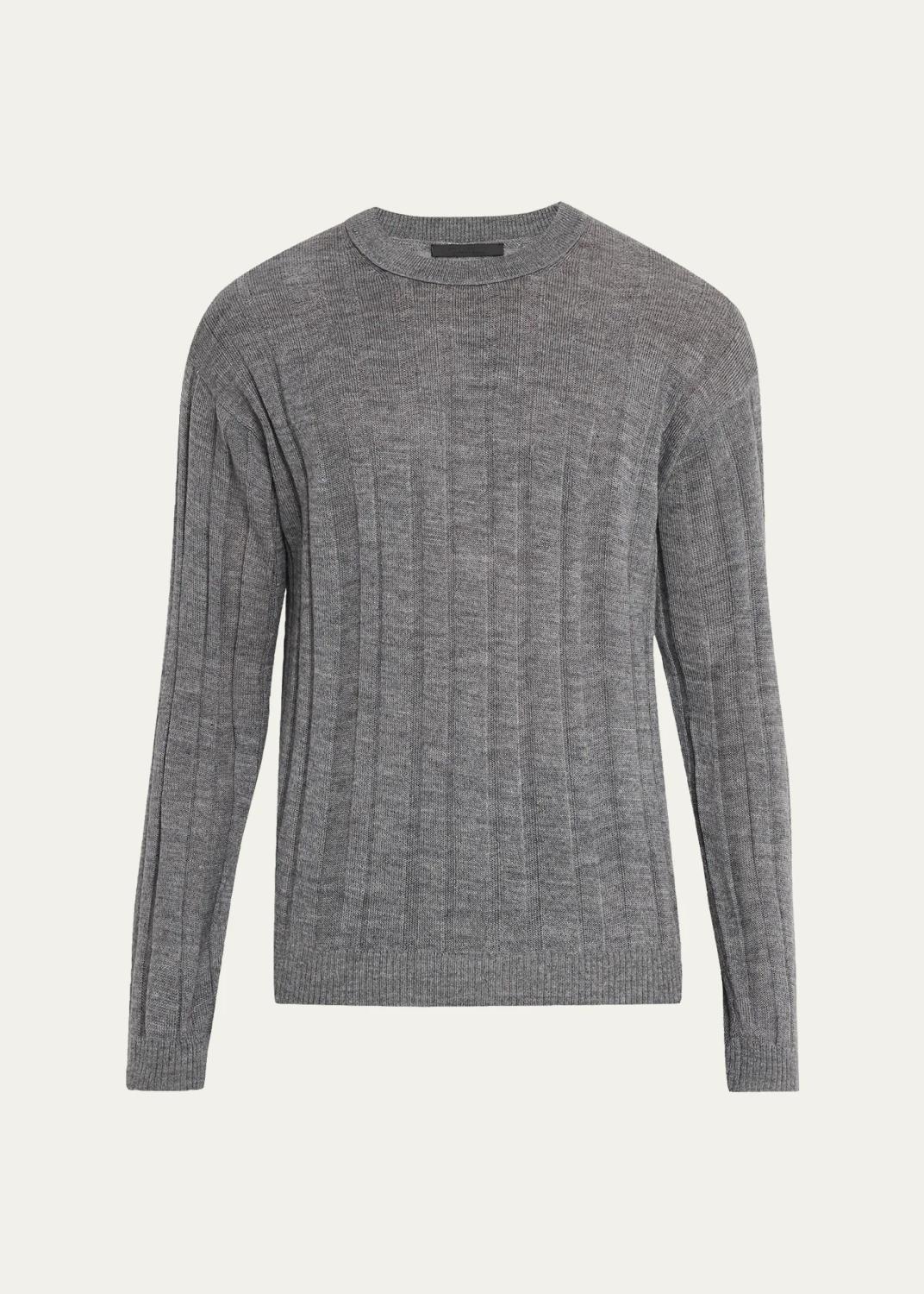 Helmut Lang Men's Wide-Rib Wool and Nylon Crewneck Sweater