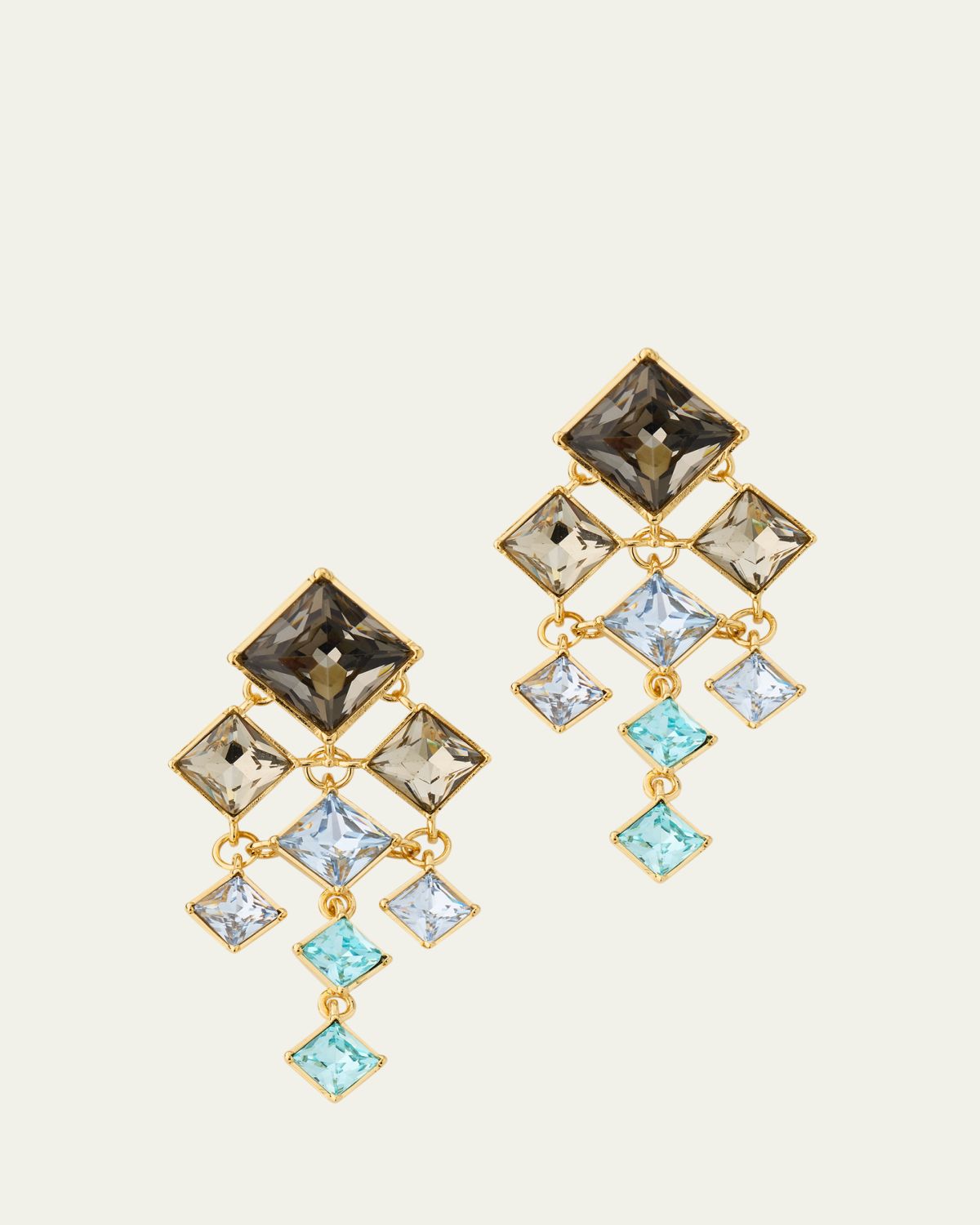 Oscar de la Renta Square-Cut Rhinestone Chandelier Clip-On Earrings | Thumbnail 5