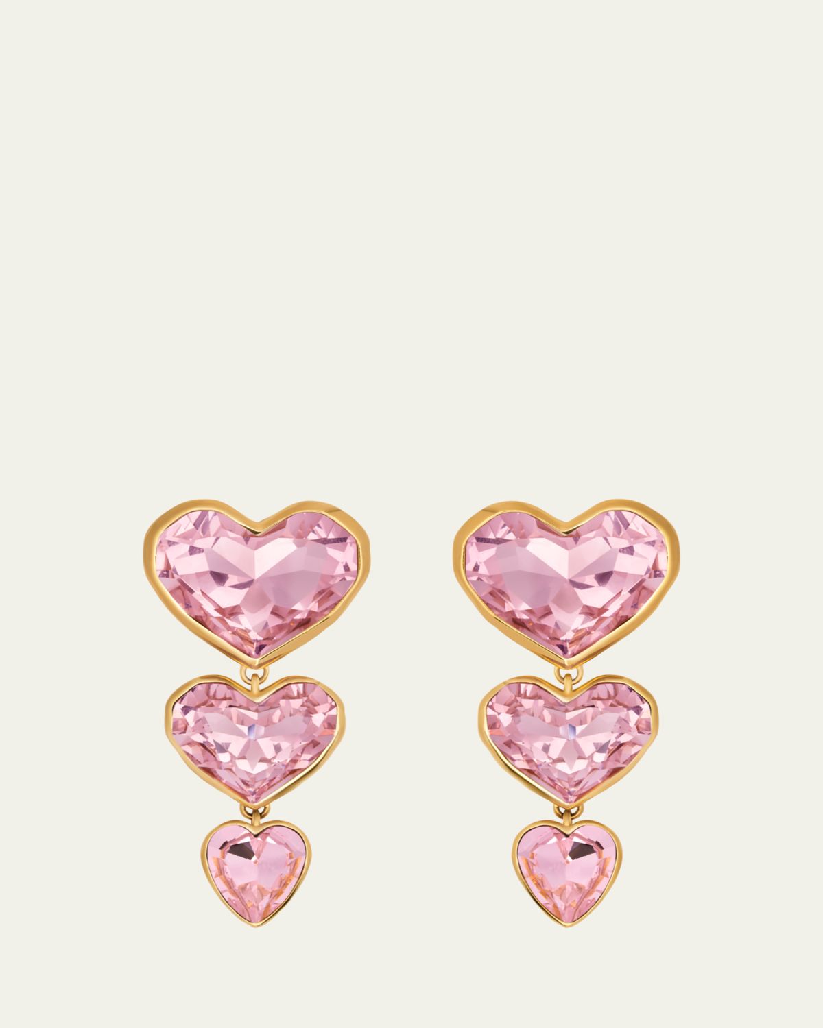 Oscar de la Renta Crystal Heart Drop Clip-On Earrings | Thumbnail 3