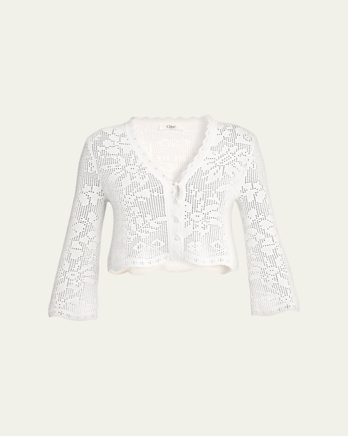 Chloe Scalloped Cotton Pointelle-Knit Cardigan | Thumbnail 6 Chloe Scalloped Cotton Pointelle-Knit Cardigan | Thumbnail 6