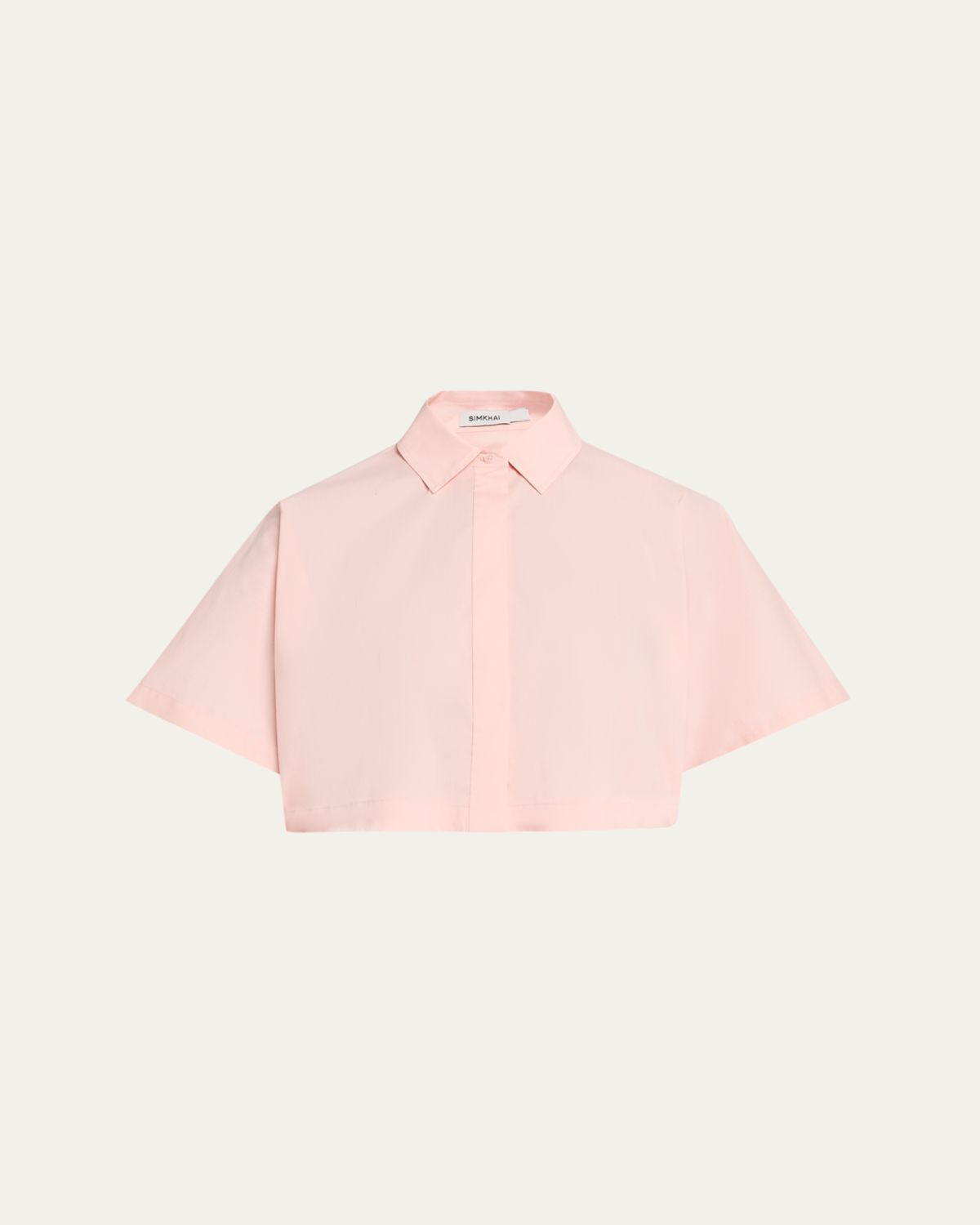SIMKHAI Blair Cropped Short-Sleeve Shirt | Thumbnail 6