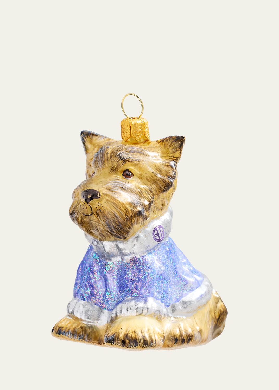 Joy To The World Collectibles Yorkshire Terrier in Glittery BG Coat Christmas Ornament