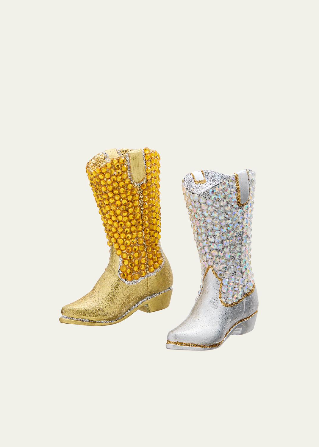 Cody Foster & Co Jeweled Cowboy Boot Christmas Ornaments, Set of 2