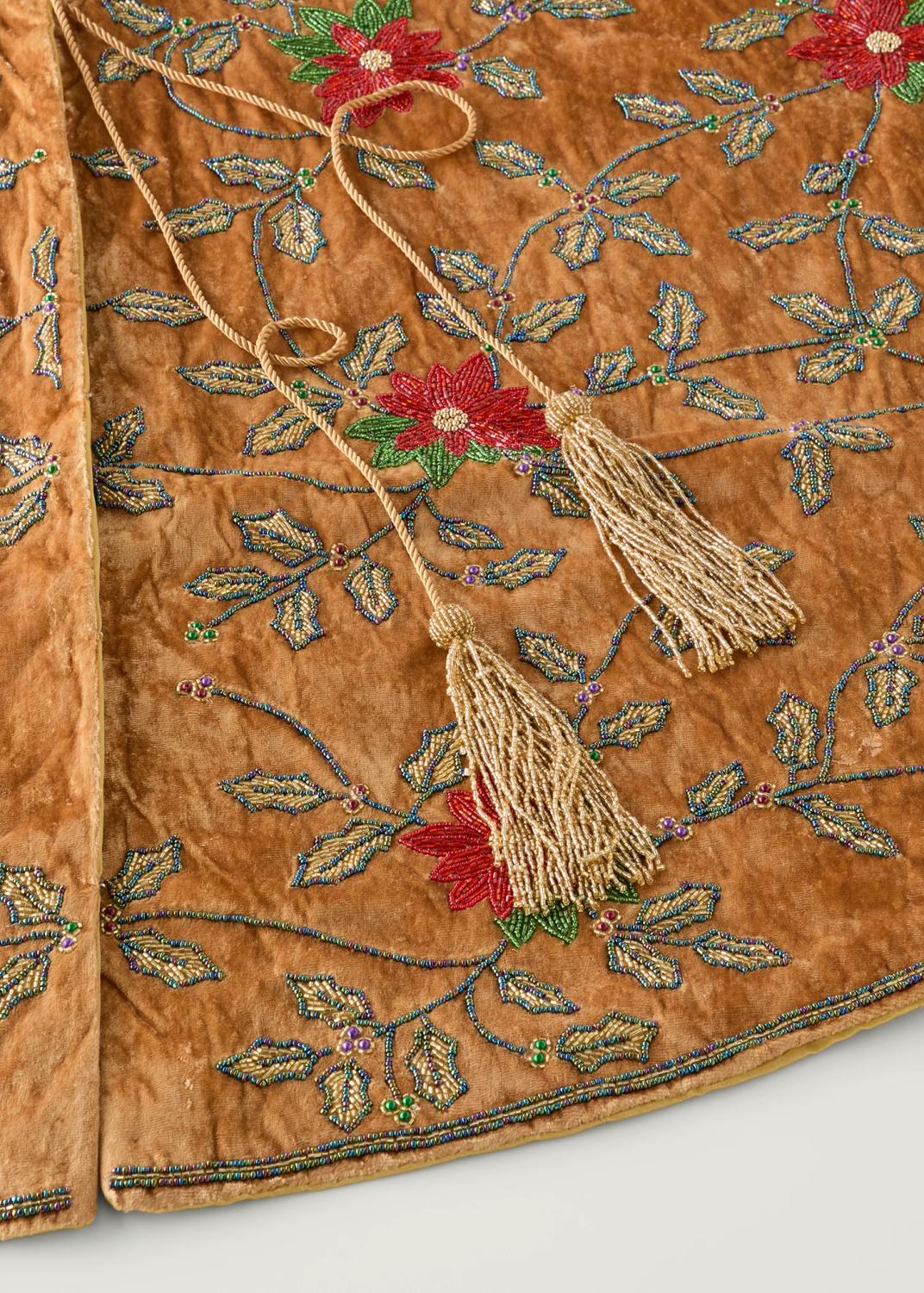Sudha Pennathur Floral Beaded Velvet Tree Skirt | Thumbnail 2