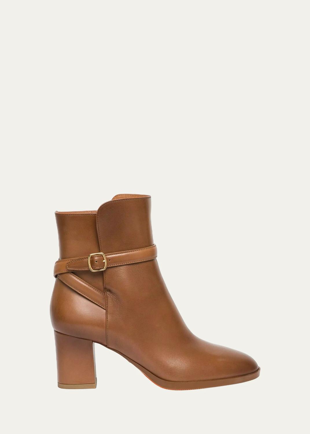 Santoni Andy 65MM Leather Block-Heel Booties