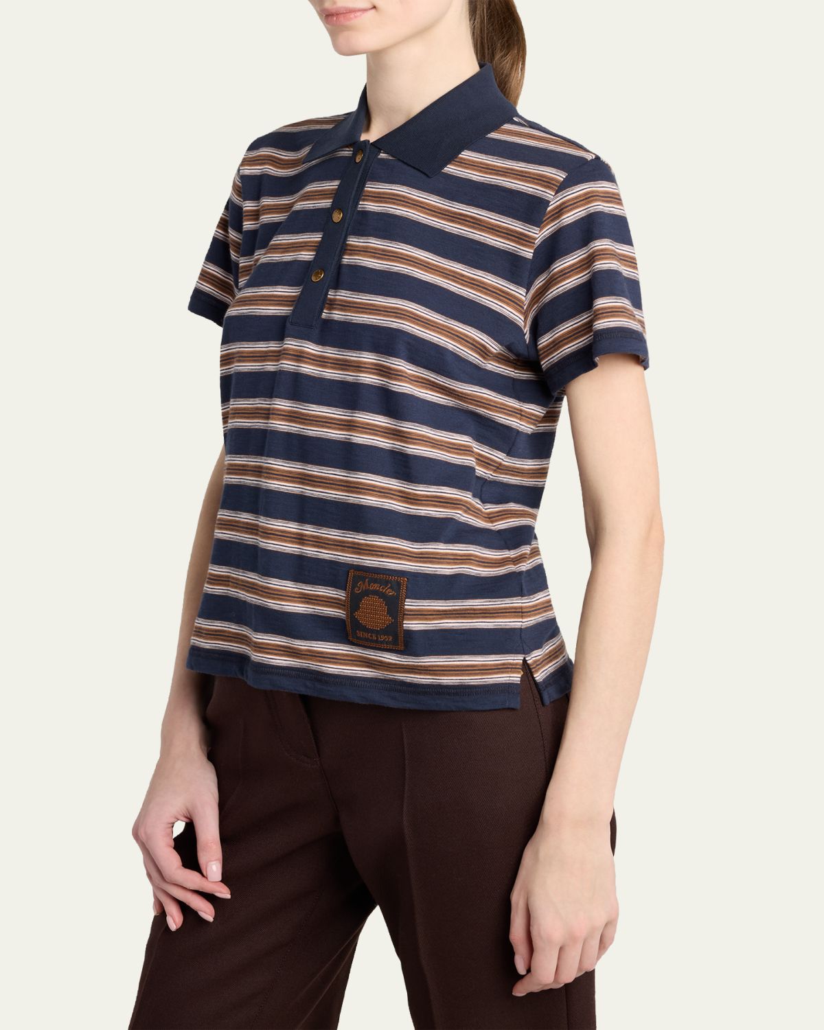 Moncler Striped Short-Sleeve Polo | Thumbnail 4