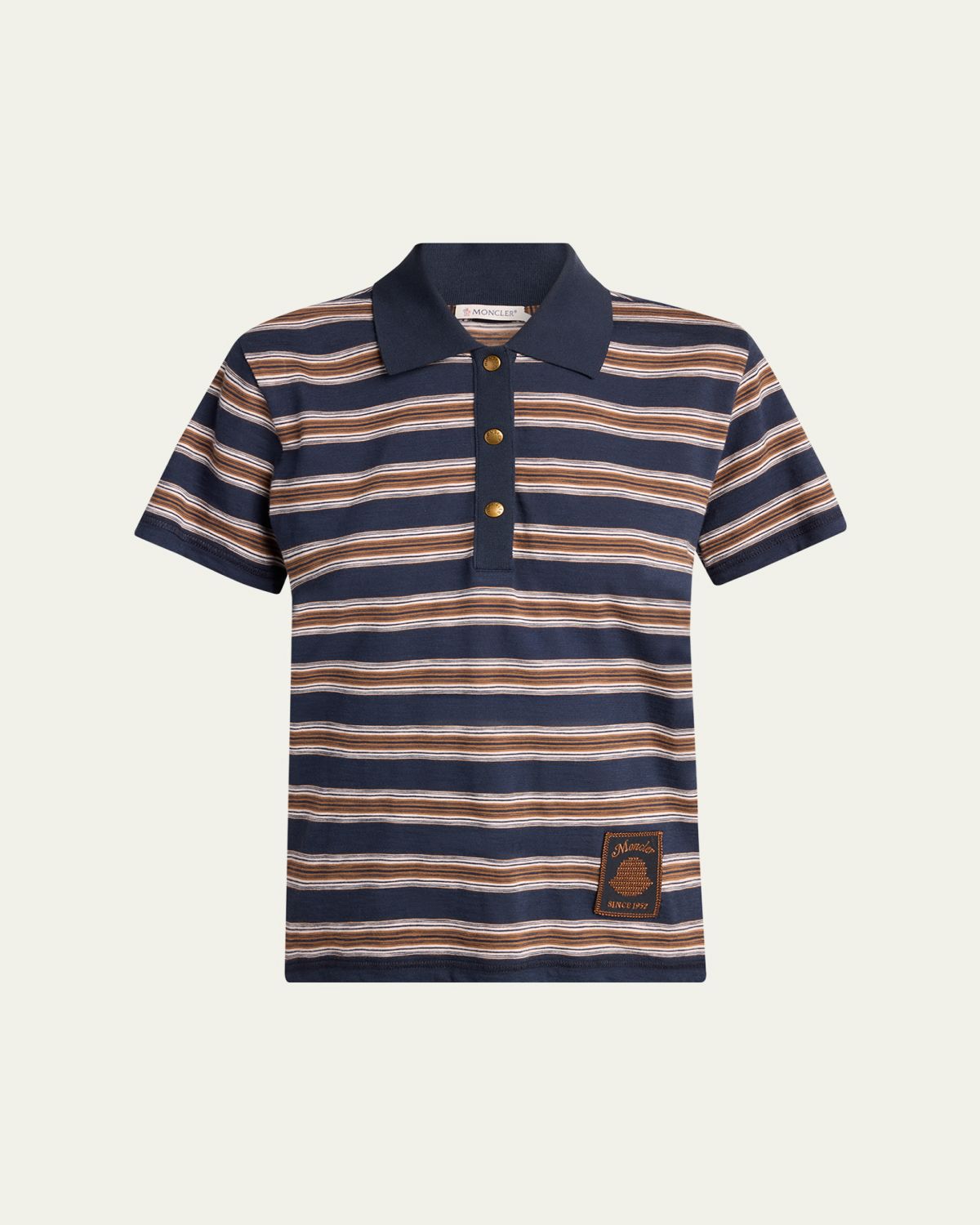 Moncler Striped Short-Sleeve Polo