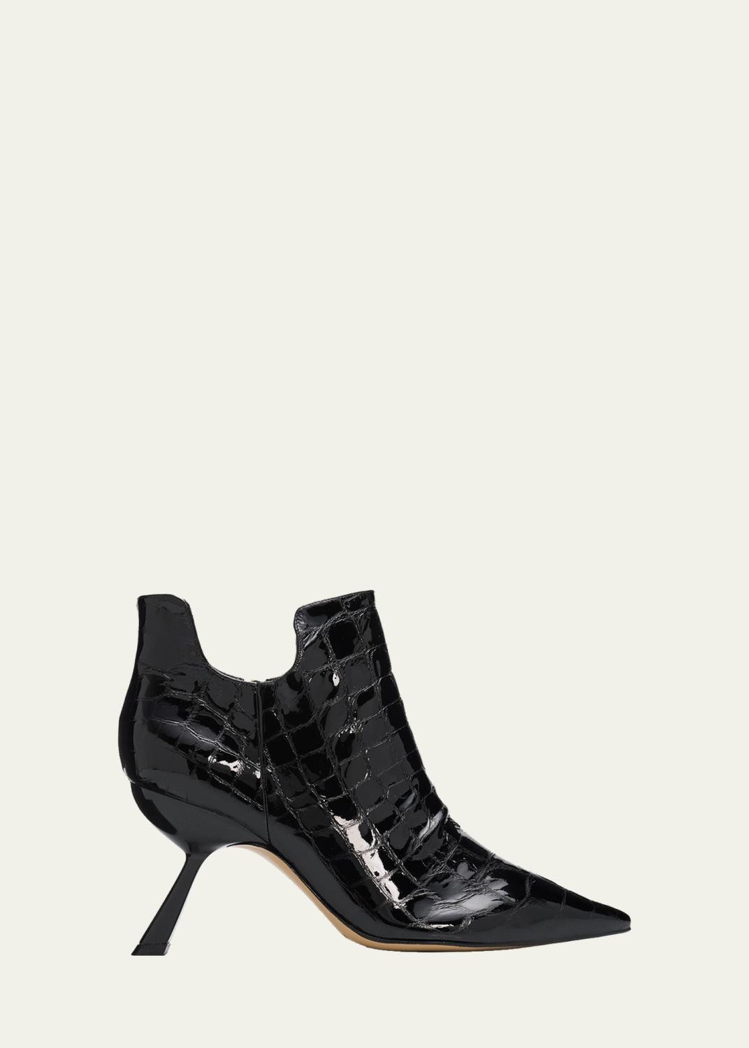 Alexandre Birman 85mm Meredith Croc-Embossed Leather Booties