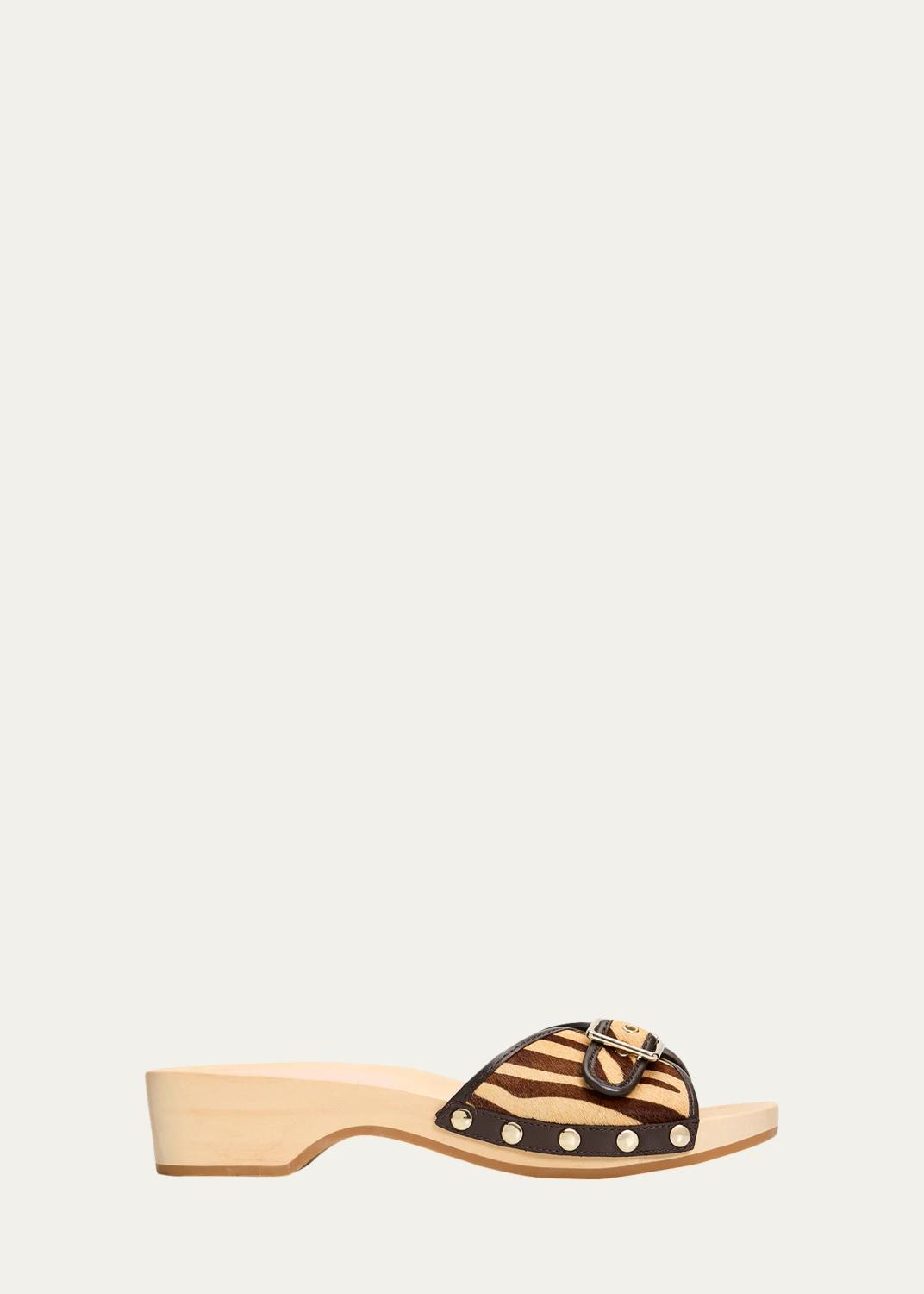 Loeffler Randall Paulie Tiger-Printed Calf Hair Clogs