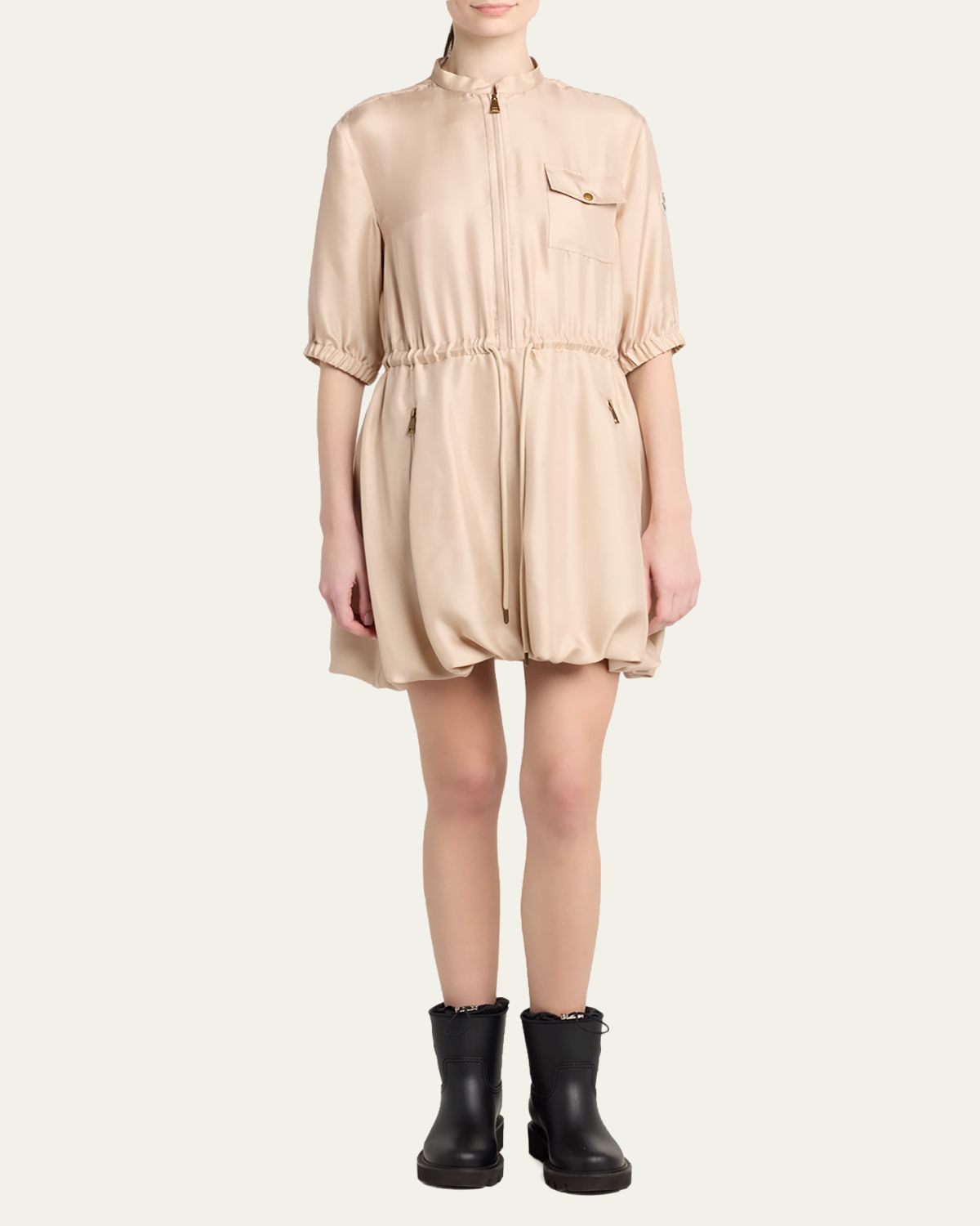 Moncler Silk Twill Mini Shirtdress | Thumbnail 2 Moncler Silk Twill Mini Shirtdress | Thumbnail 2