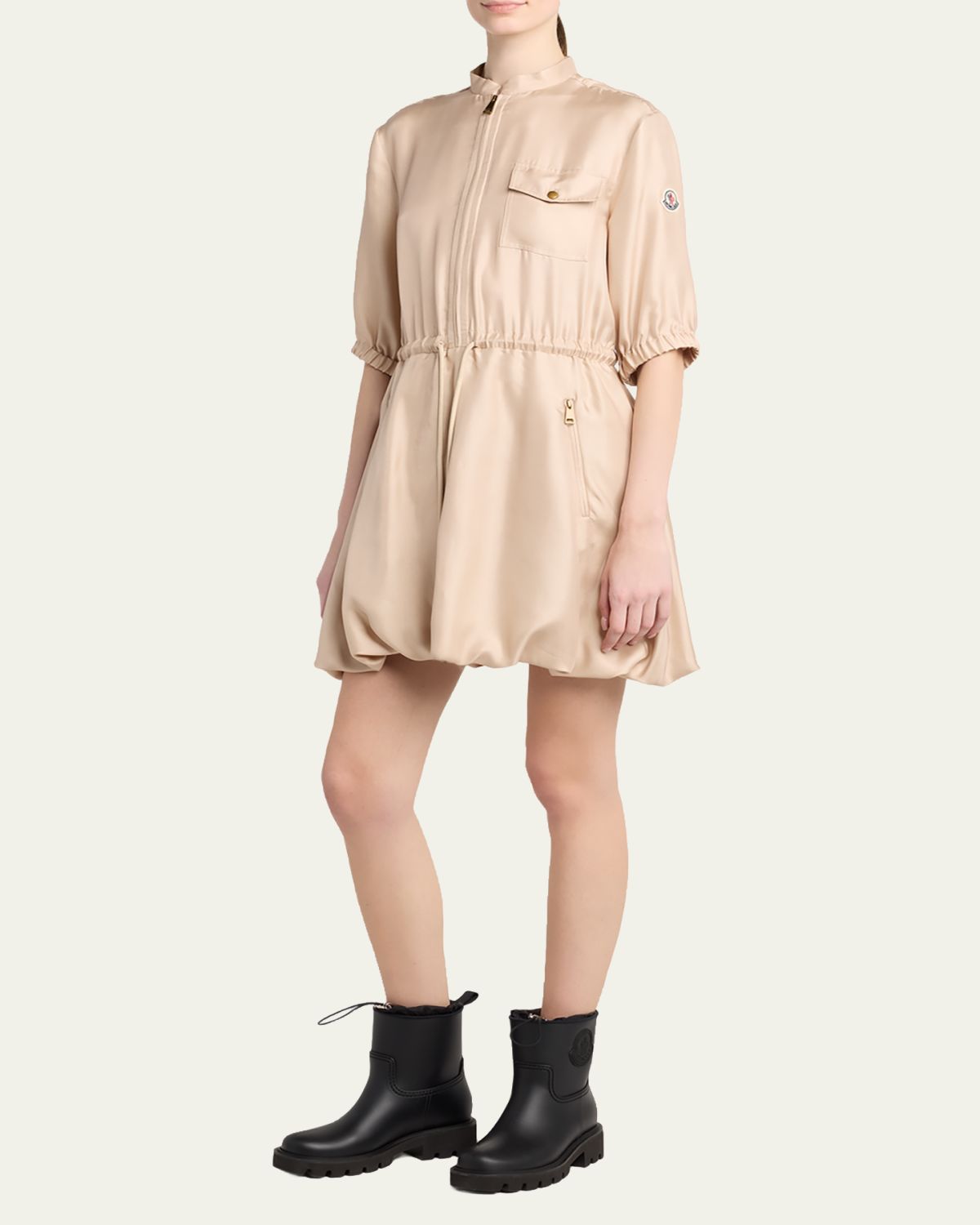 Moncler Silk Twill Mini Shirtdress | Thumbnail 4 Moncler Silk Twill Mini Shirtdress | Thumbnail 4